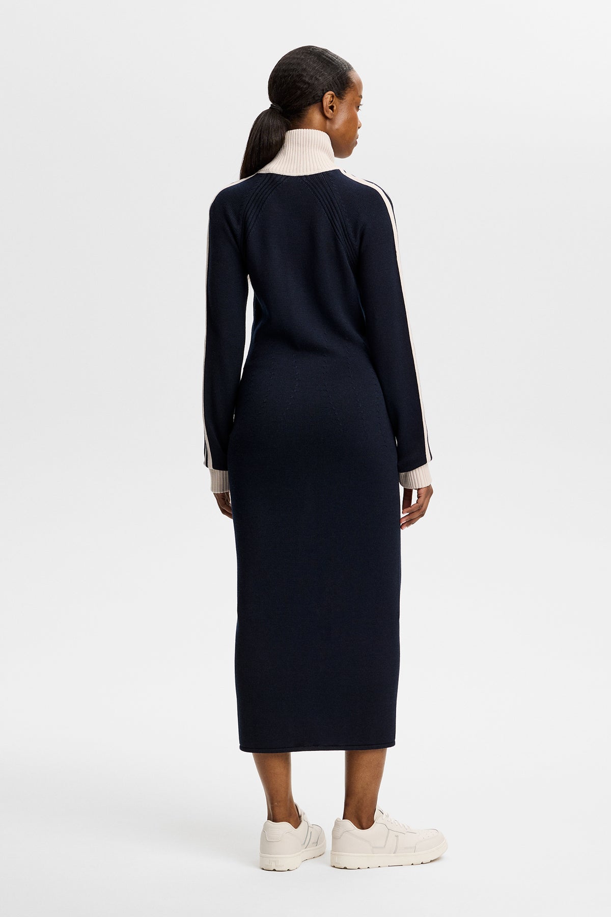 Bettina Knitted Track Dress in JL Navy by J.Lindeberg
