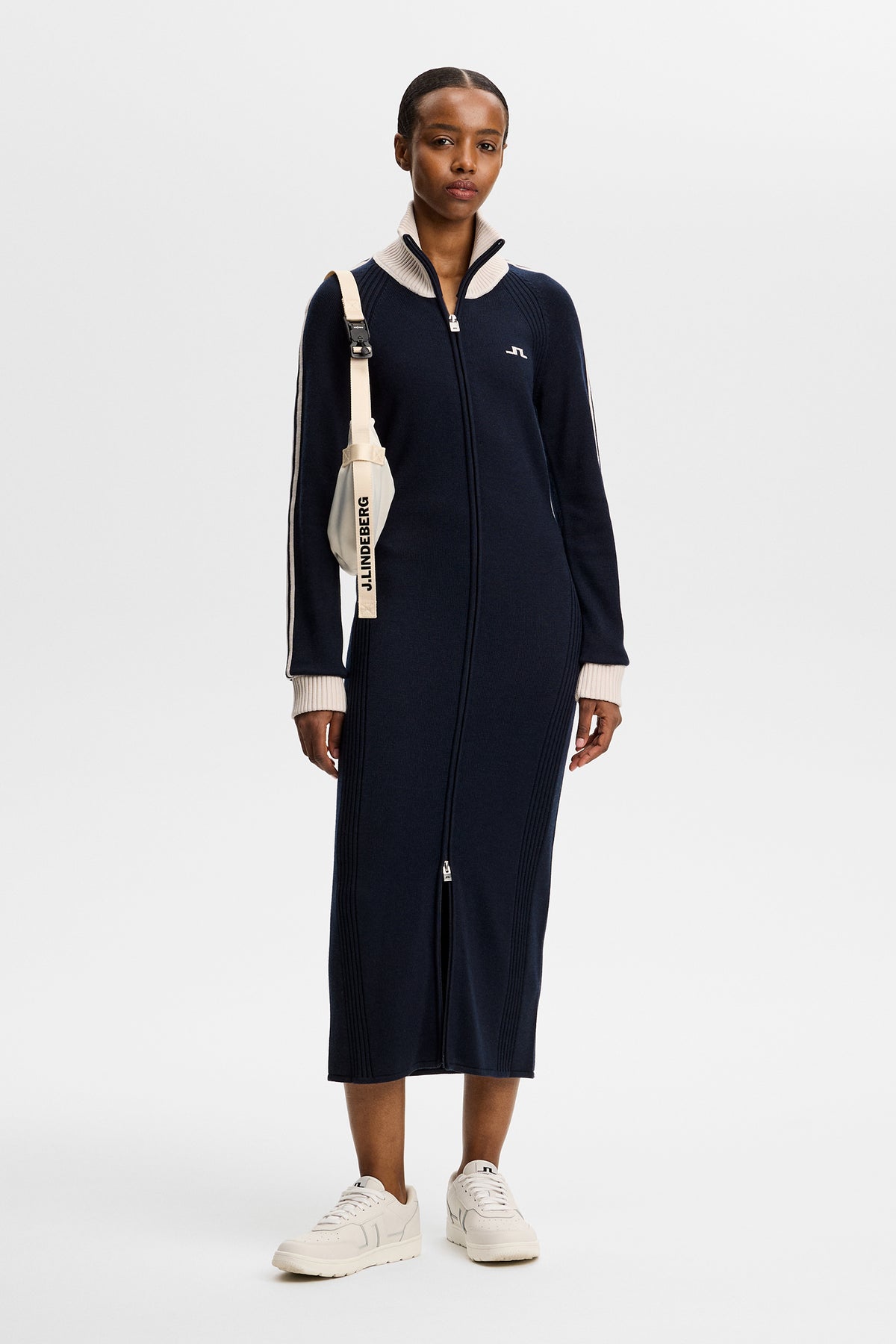 Bettina Knitted Track Dress in JL Navy by J.Lindeberg
