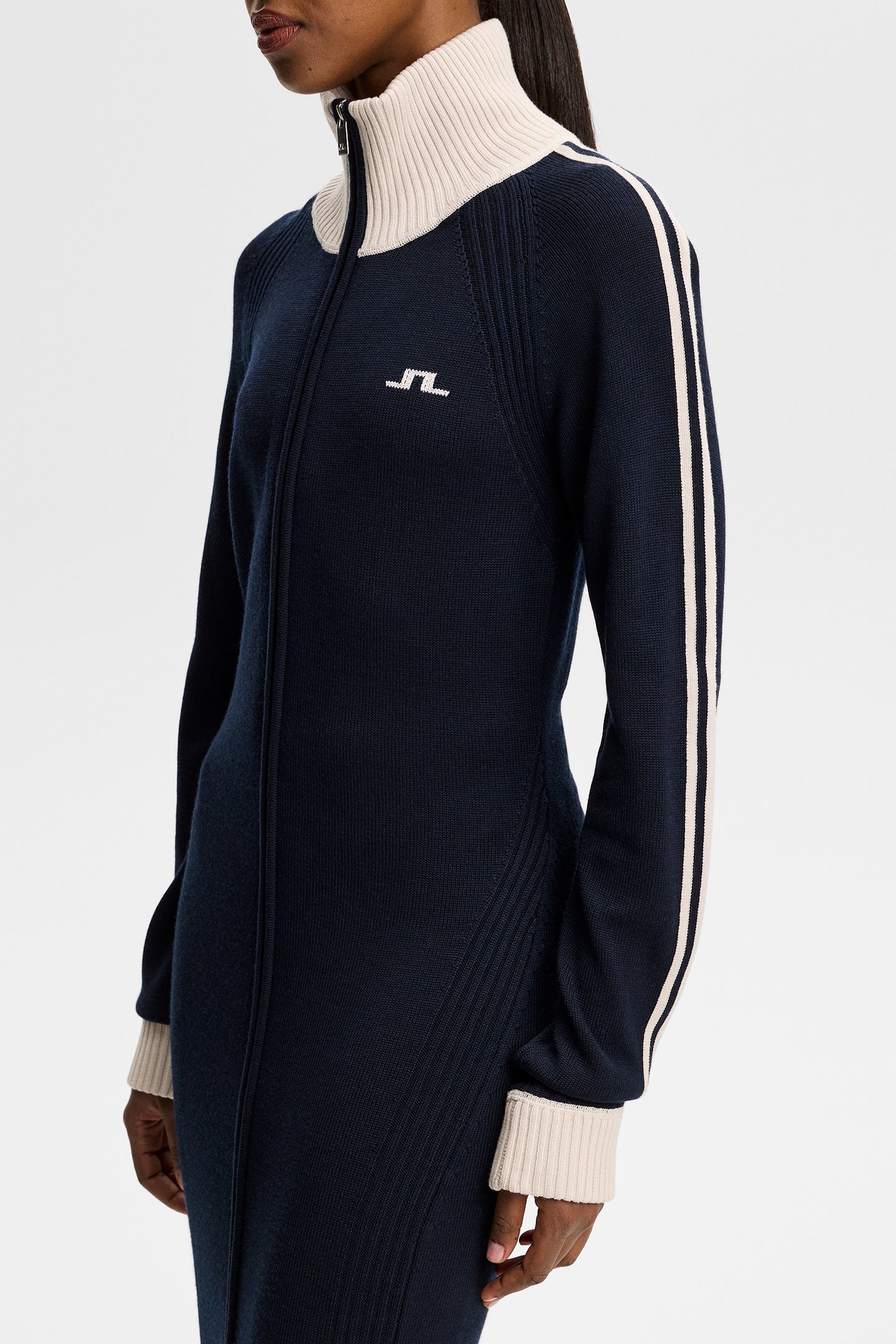 Bettina Knitted Track Dress in JL Navy by J.Lindeberg