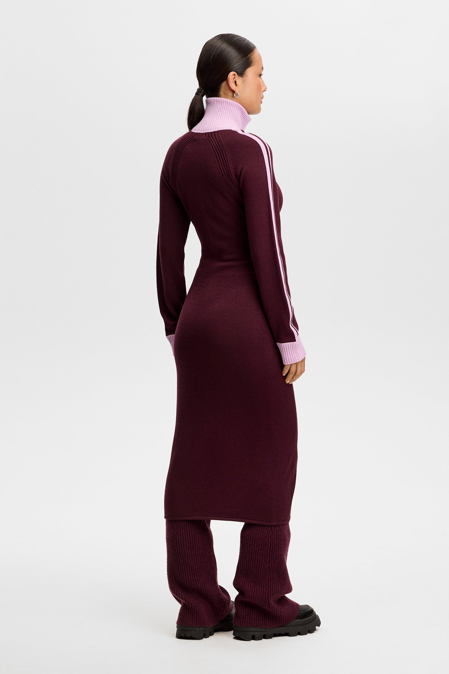 Bettina Knitted Track Dress in Winetasting by J.Lindeberg
