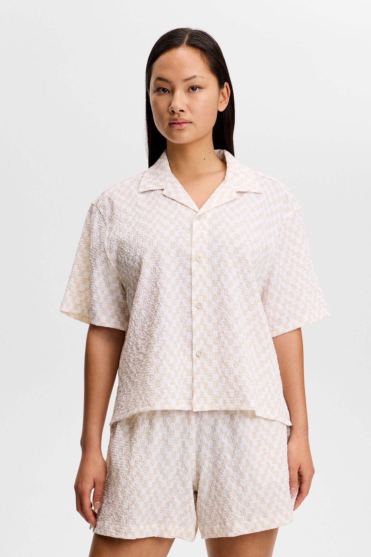 Liv Crinkle Nylon Shirt in Bridge Stack Moonbeam M by J.Lindeberg