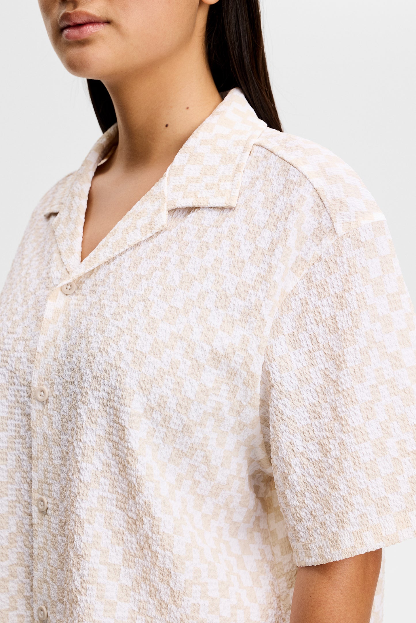 Liv Crinkle Nylon Shirt in Bridge Stack Moonbeam M by J.Lindeberg