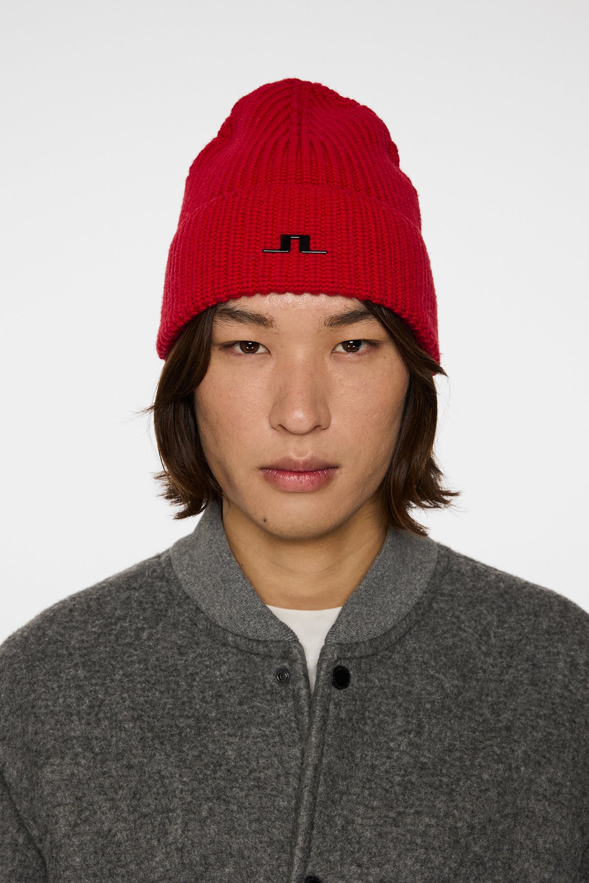 Joan Merino Beanie in Barbados Cherry by J.Lindeberg