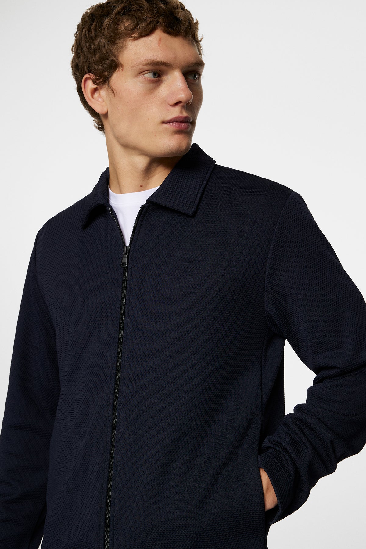 Lansa Jersey Zip Jacket in JL Navy by J.Lindeberg