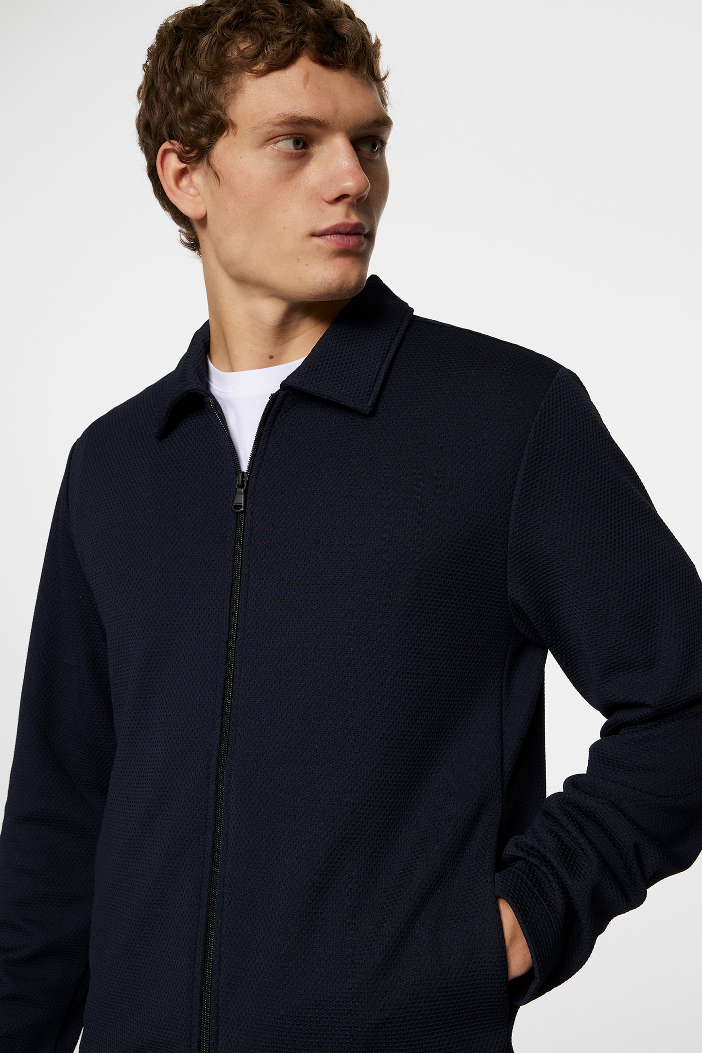 Lansa Jersey Zip Jacket in JL Navy by J.Lindeberg