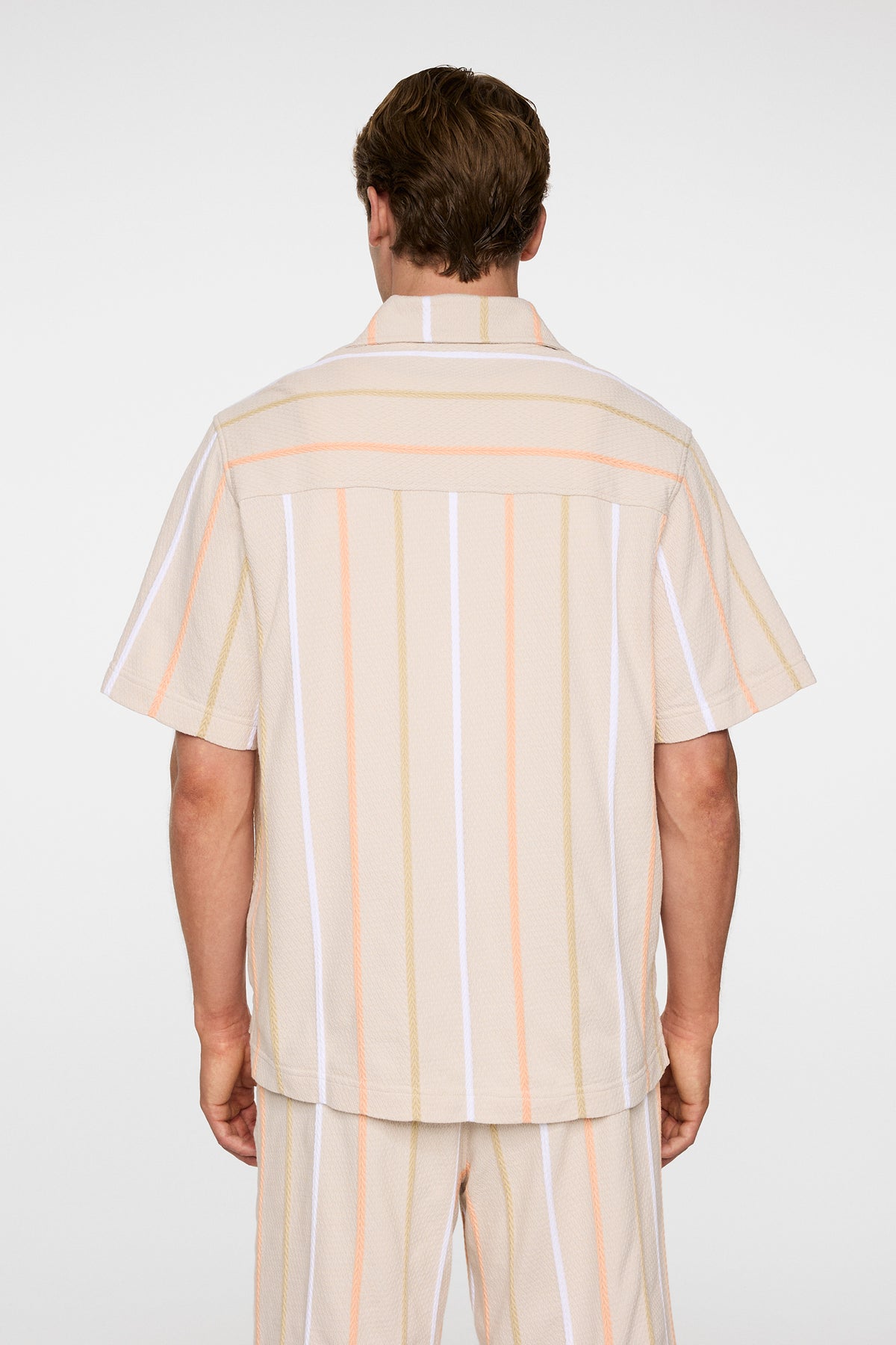 Theron Stripe Resort Shirt in Moonbeam by J.Lindeberg