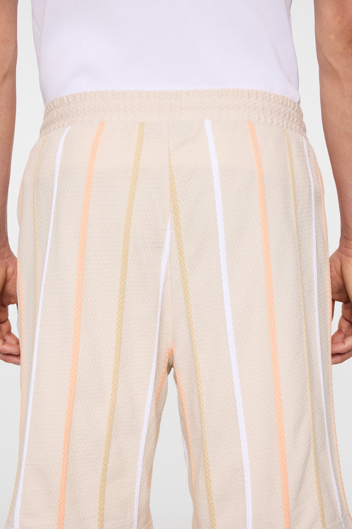 Simon Stripe Shorts in Moonbeam by J.Lindeberg