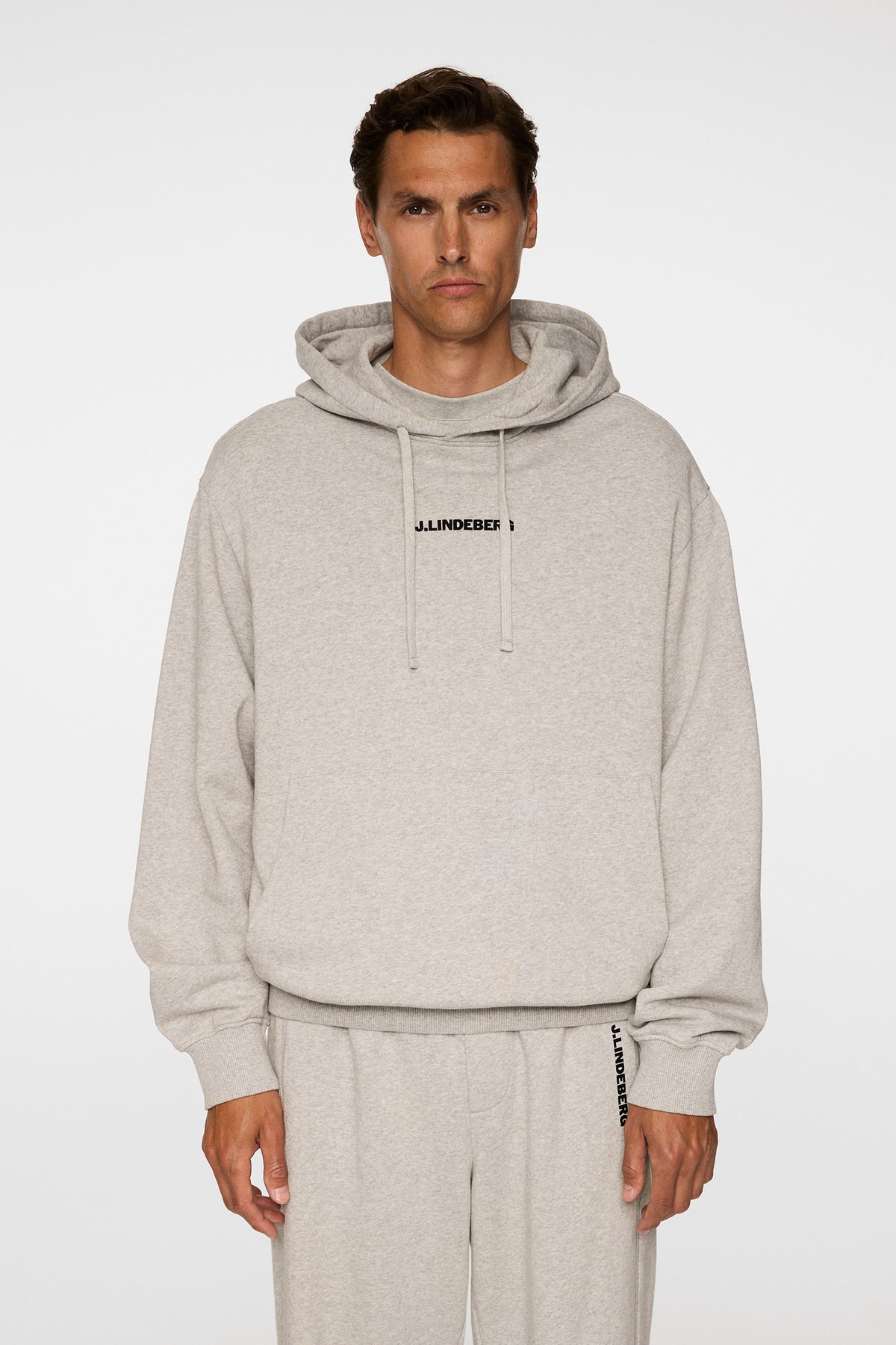 Callan Hoodie in Light Grey Melange by J.Lindeberg