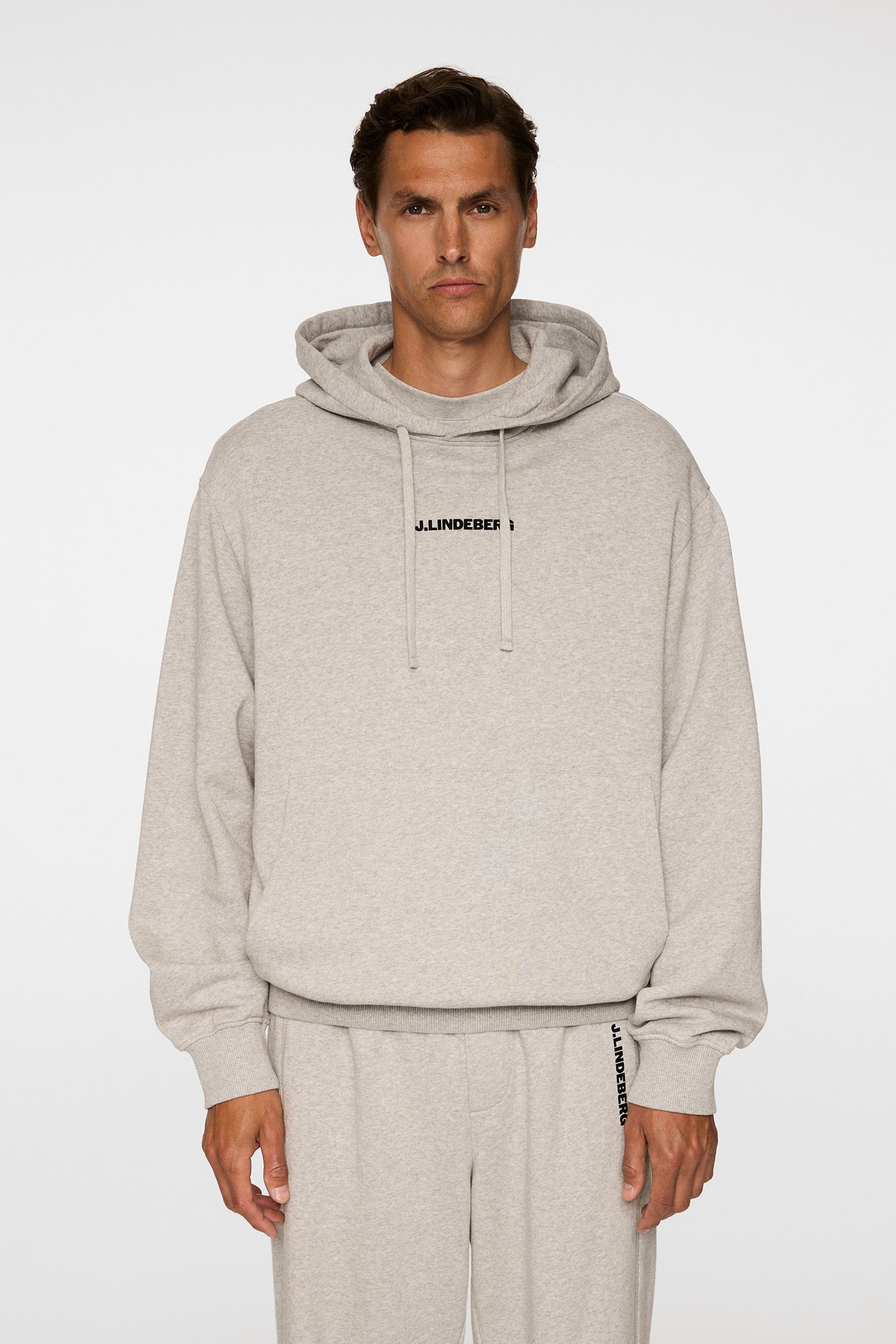 Callan Hoodie in Light Grey Melange by J.Lindeberg