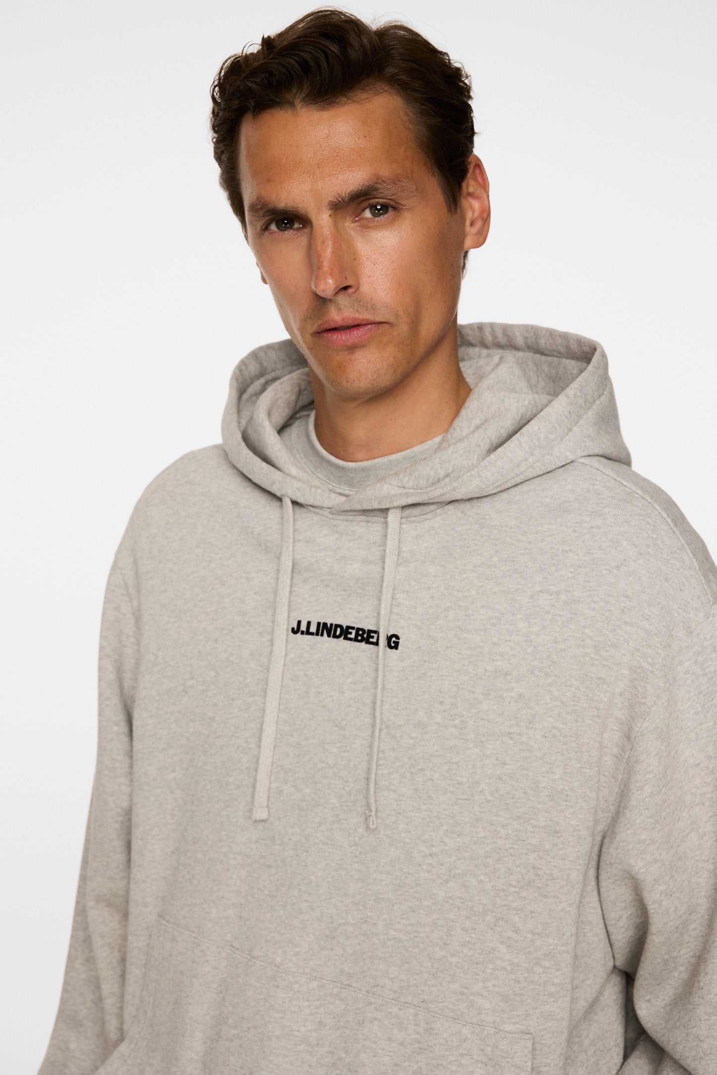 Callan Hoodie in Light Grey Melange by J.Lindeberg