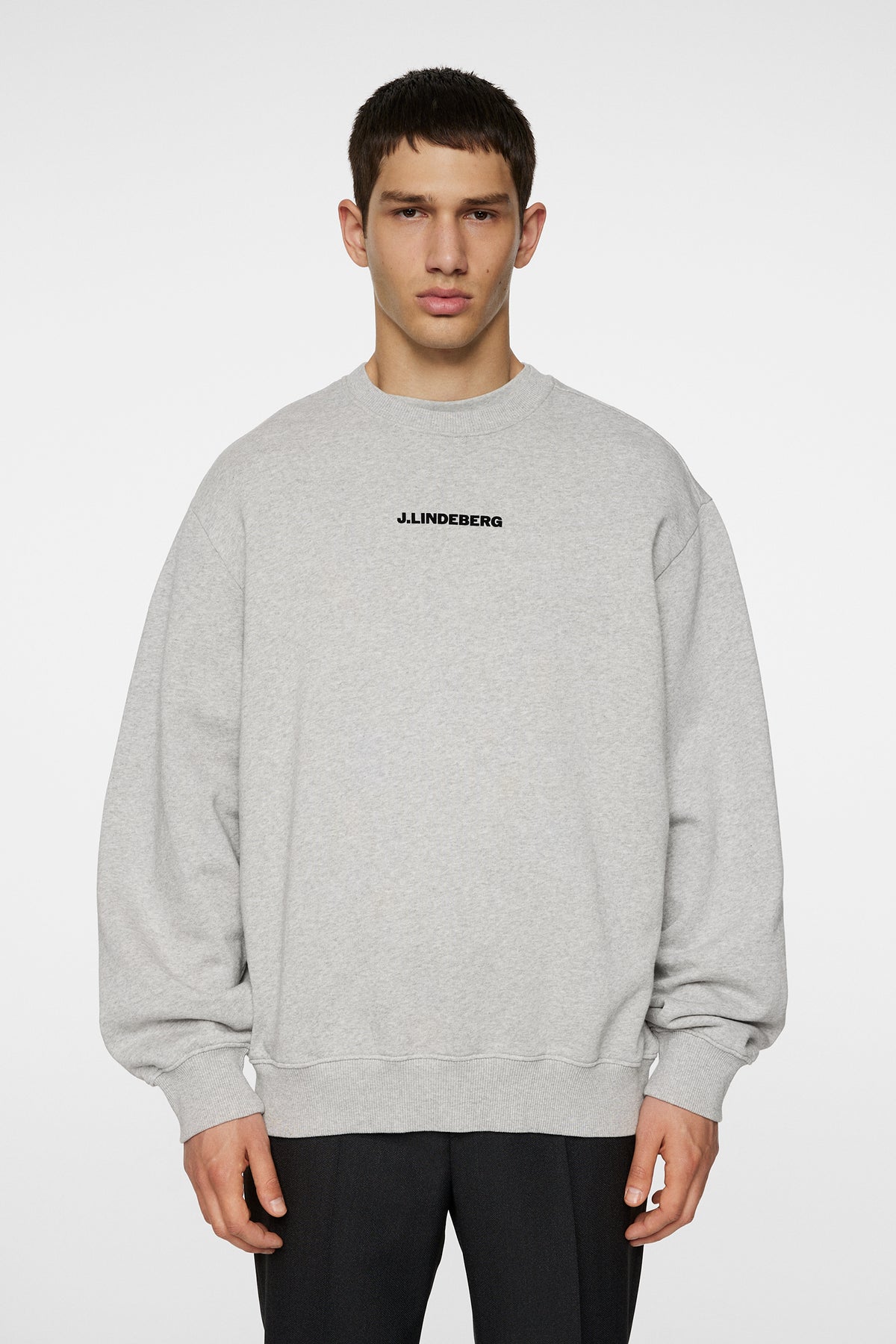 Callan Crew Neck in Light Grey Melange by J.Lindeberg