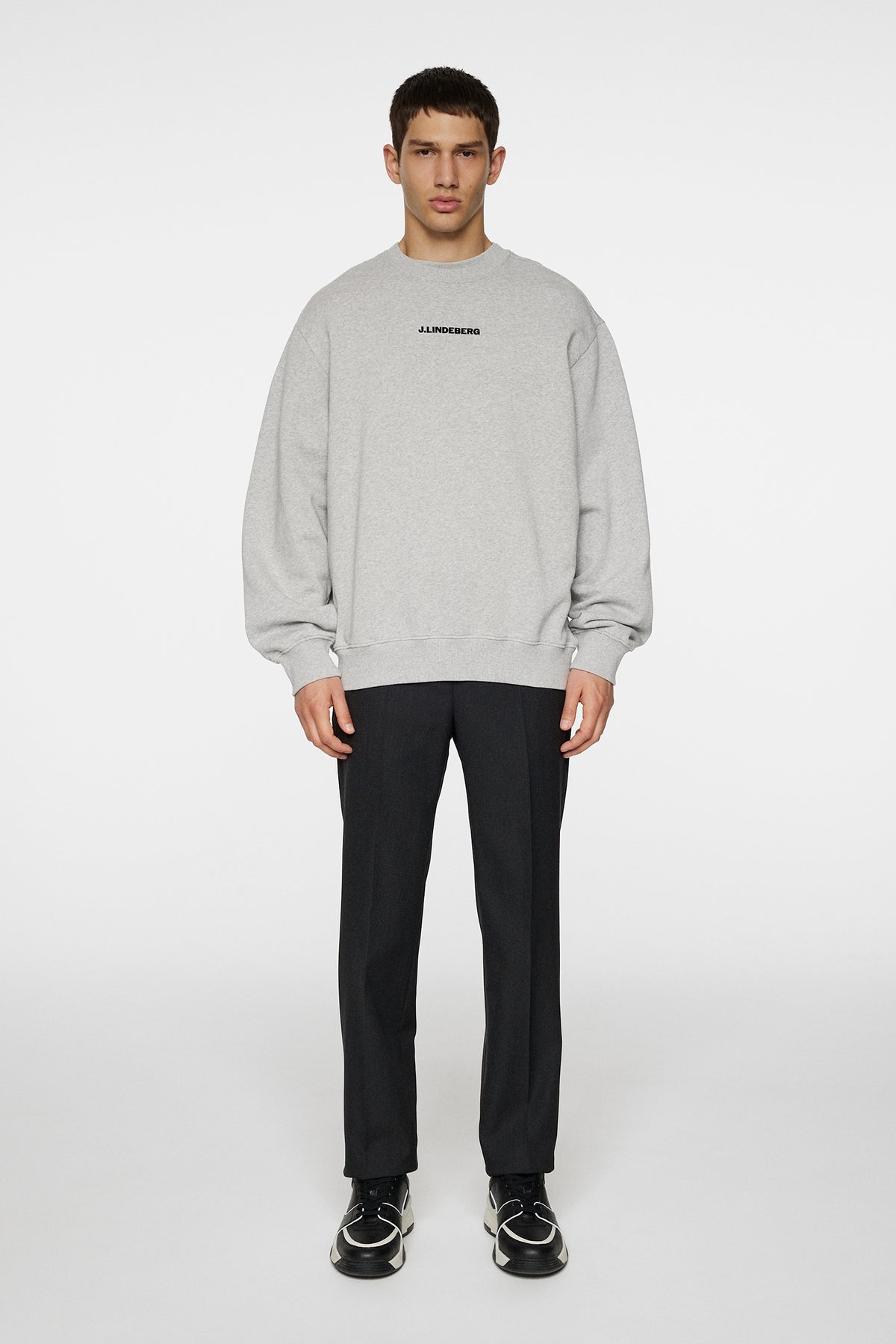 Callan Crew Neck in Light Grey Melange by J.Lindeberg