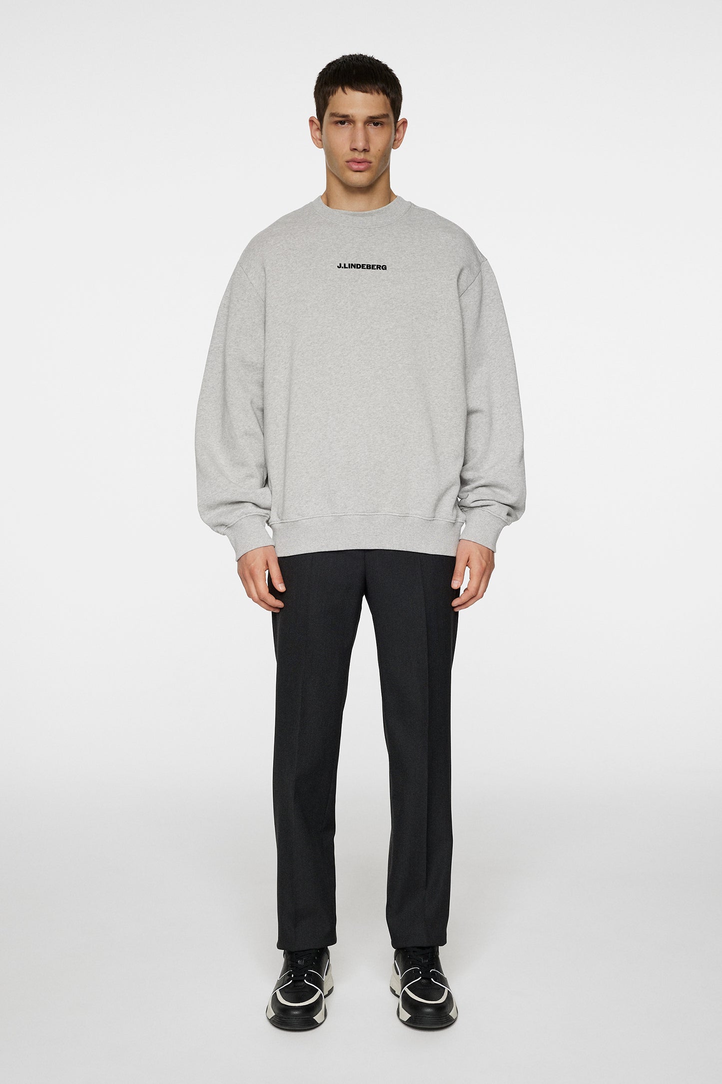 Callan Crew Neck in Light Grey Melange by J.Lindeberg