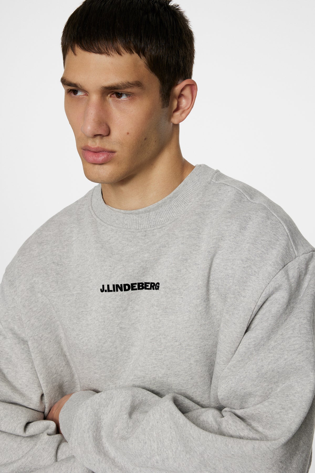 Callan Crew Neck in Light Grey Melange by J.Lindeberg