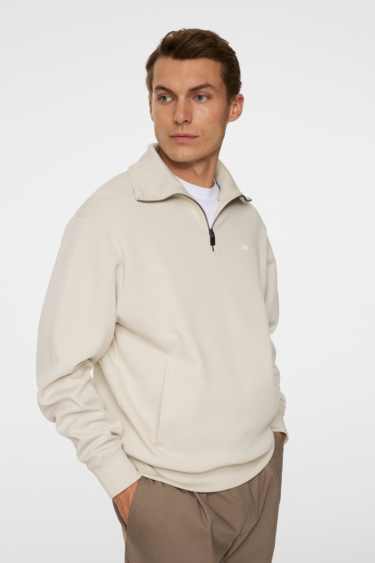 Callan quarter zip in Moonbeam by J.Lindeberg