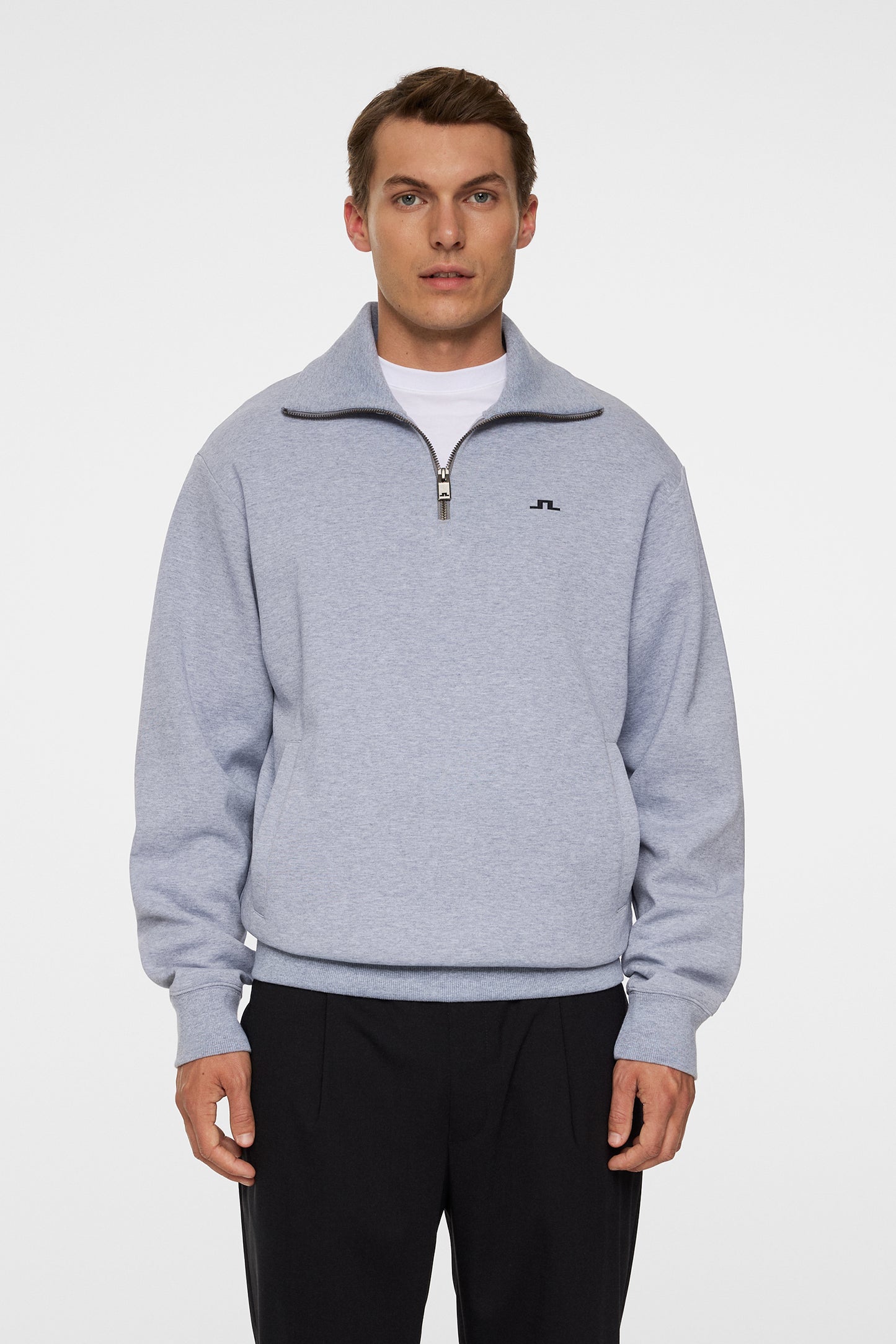 Callan quarter zip in Medium Grey Melange by J.Lindeberg