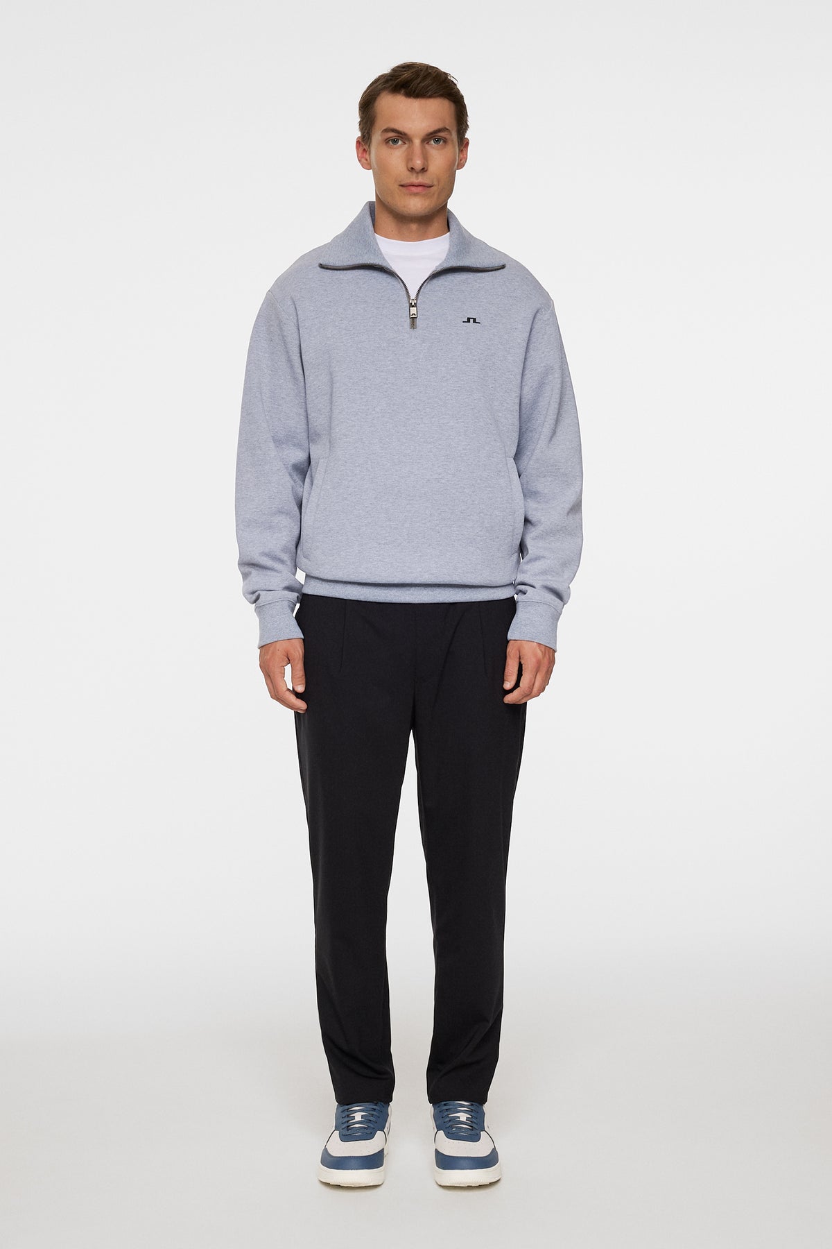 Callan quarter zip in Medium Grey Melange by J.Lindeberg
