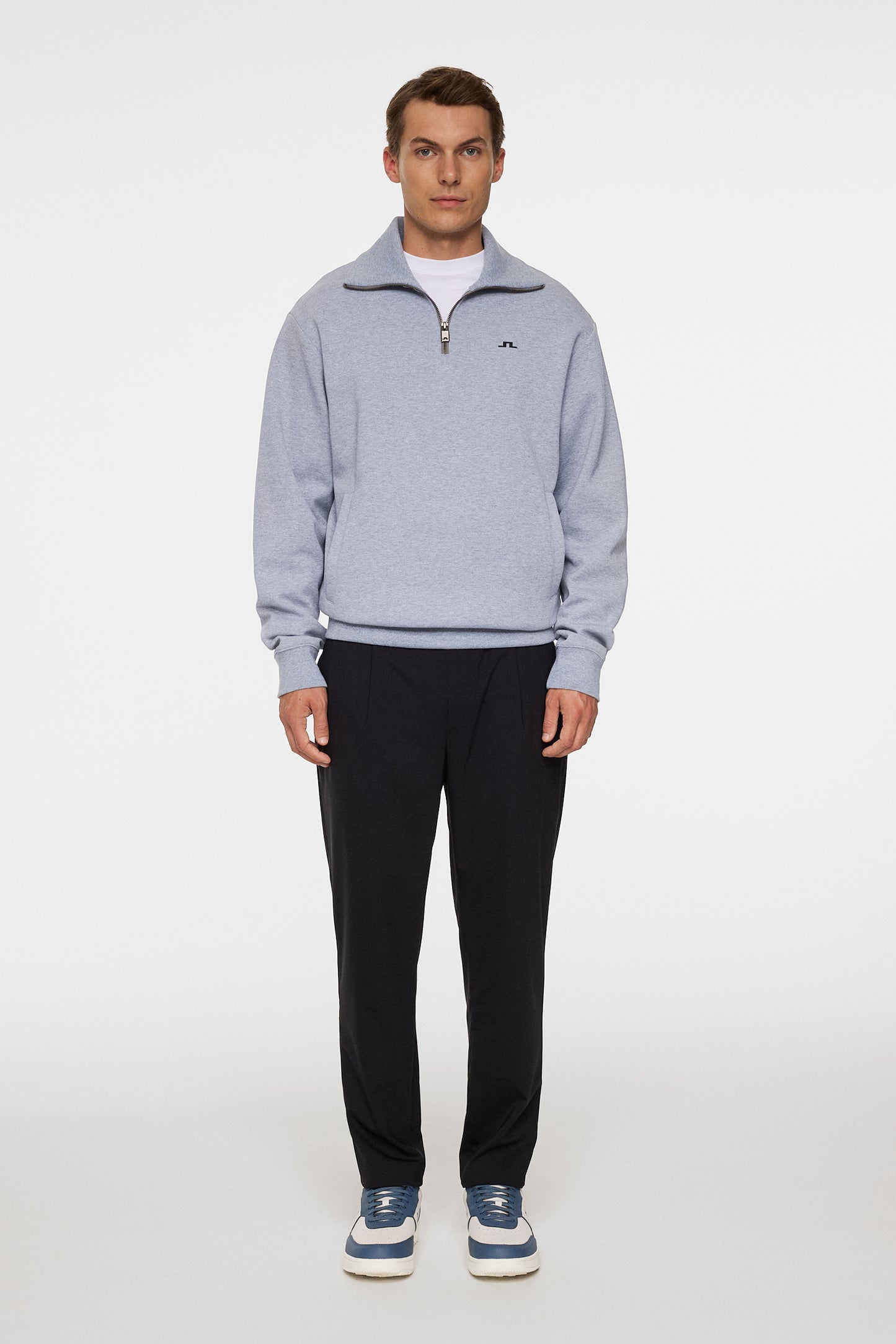 Callan quarter zip in Medium Grey Melange by J.Lindeberg