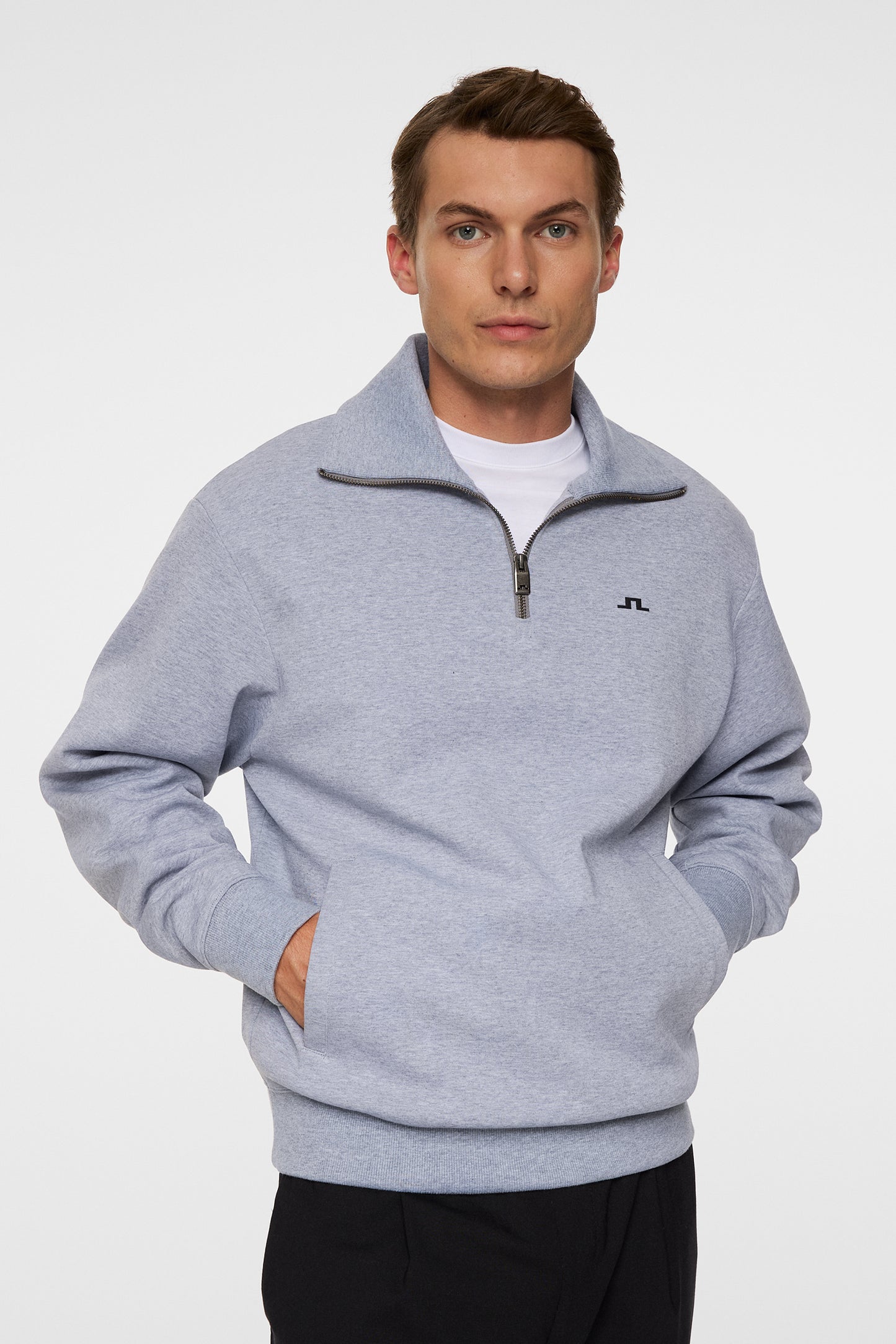 Callan quarter zip in Medium Grey Melange by J.Lindeberg