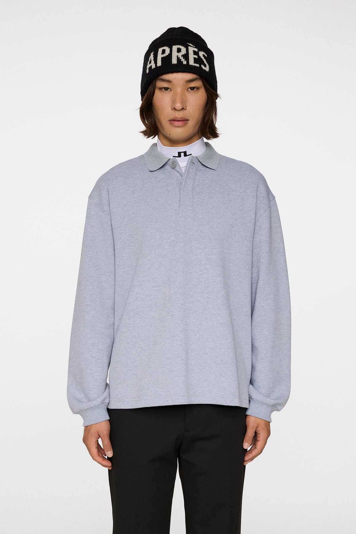 Cadan Polo Sweater in Medium Grey Melange by J.Lindeberg