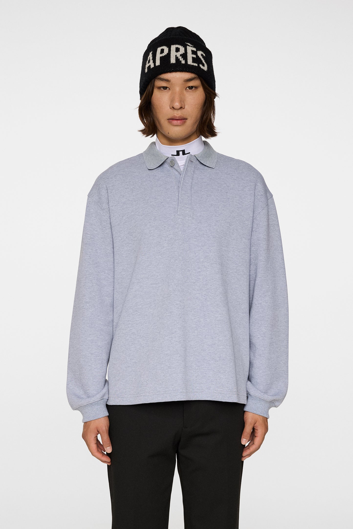 Cadan Polo Sweater in Medium Grey Melange by J.Lindeberg
