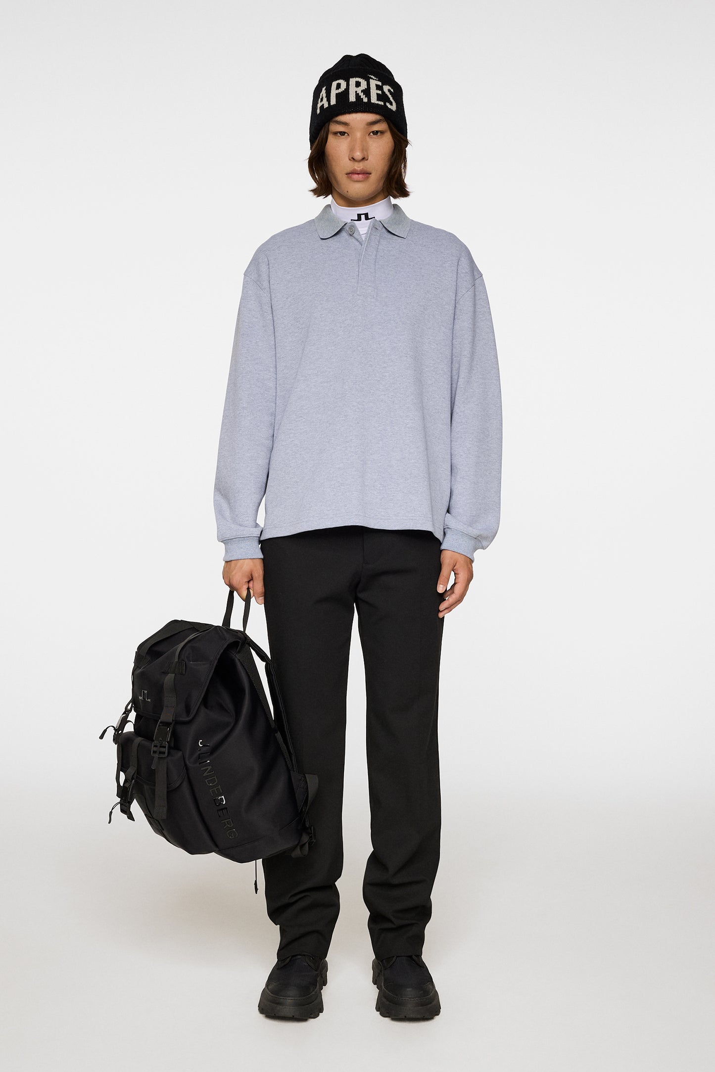 Cadan Polo Sweater in Medium Grey Melange by J.Lindeberg