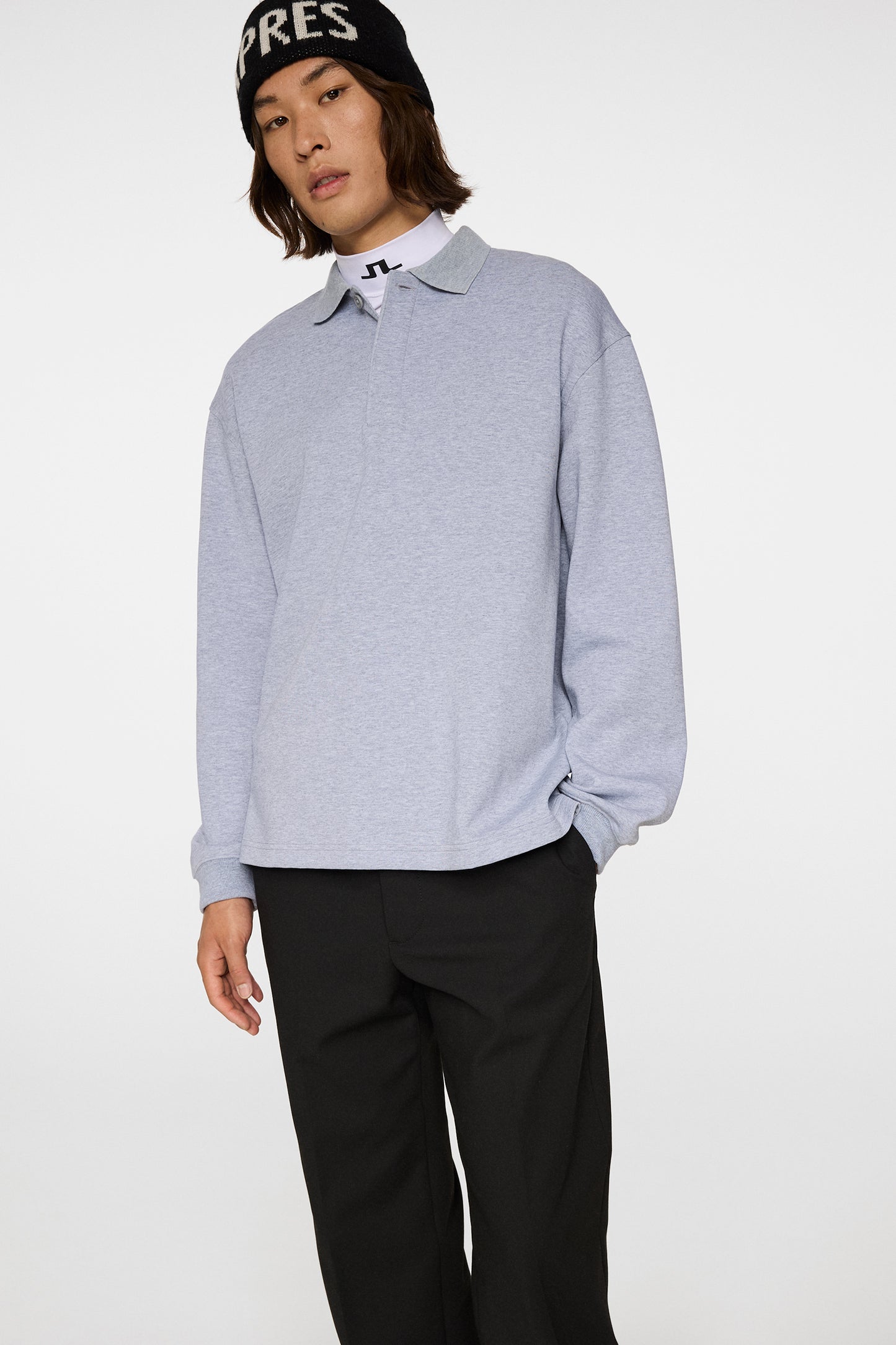 Cadan Polo Sweater in Medium Grey Melange by J.Lindeberg