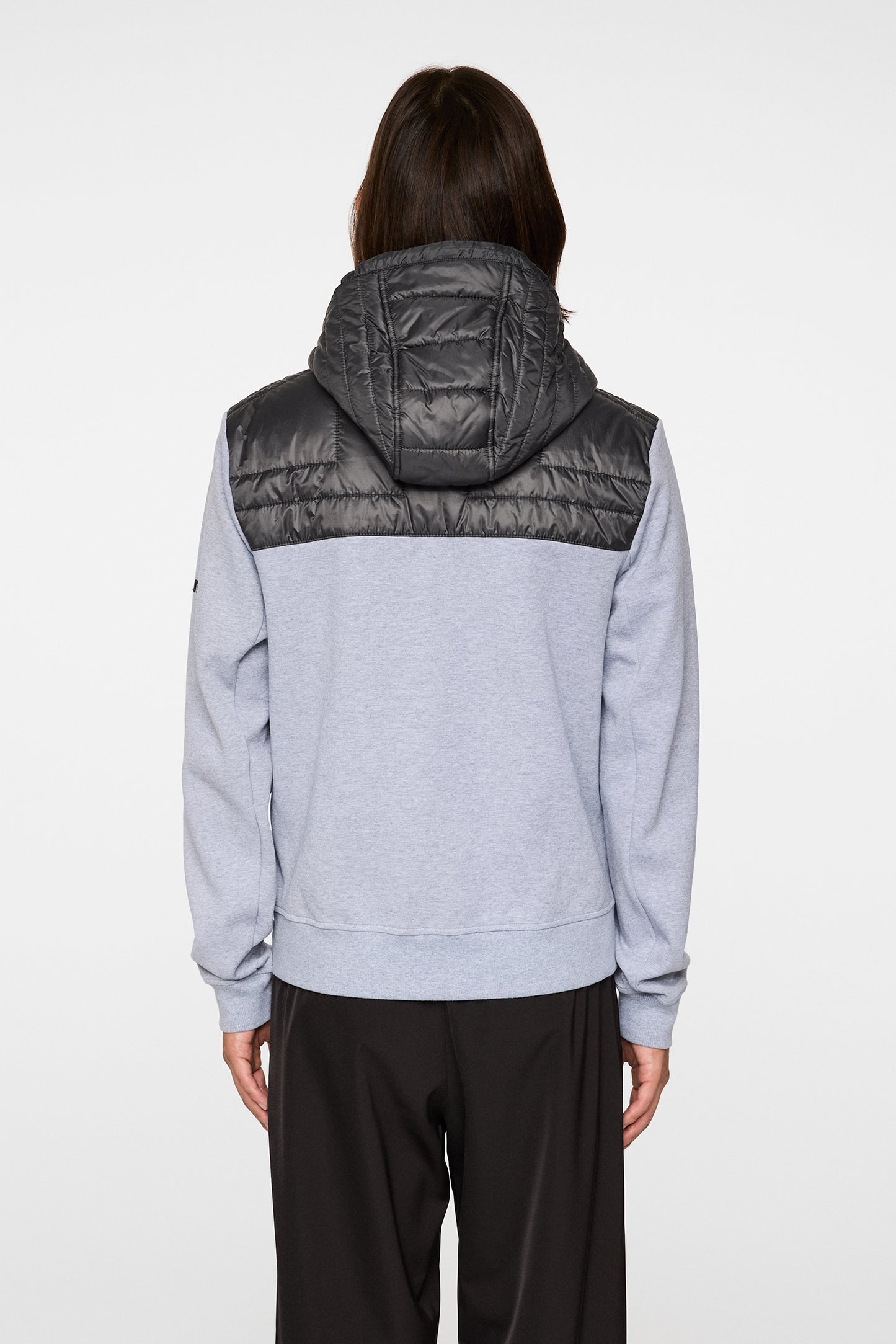 Seth Hybrid Zip Hood in Medium Grey Melange by J.Lindeberg