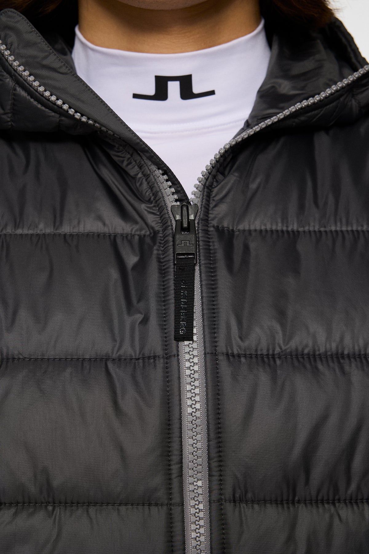Seth Hybrid Zip Hood in Medium Grey Melange by J.Lindeberg