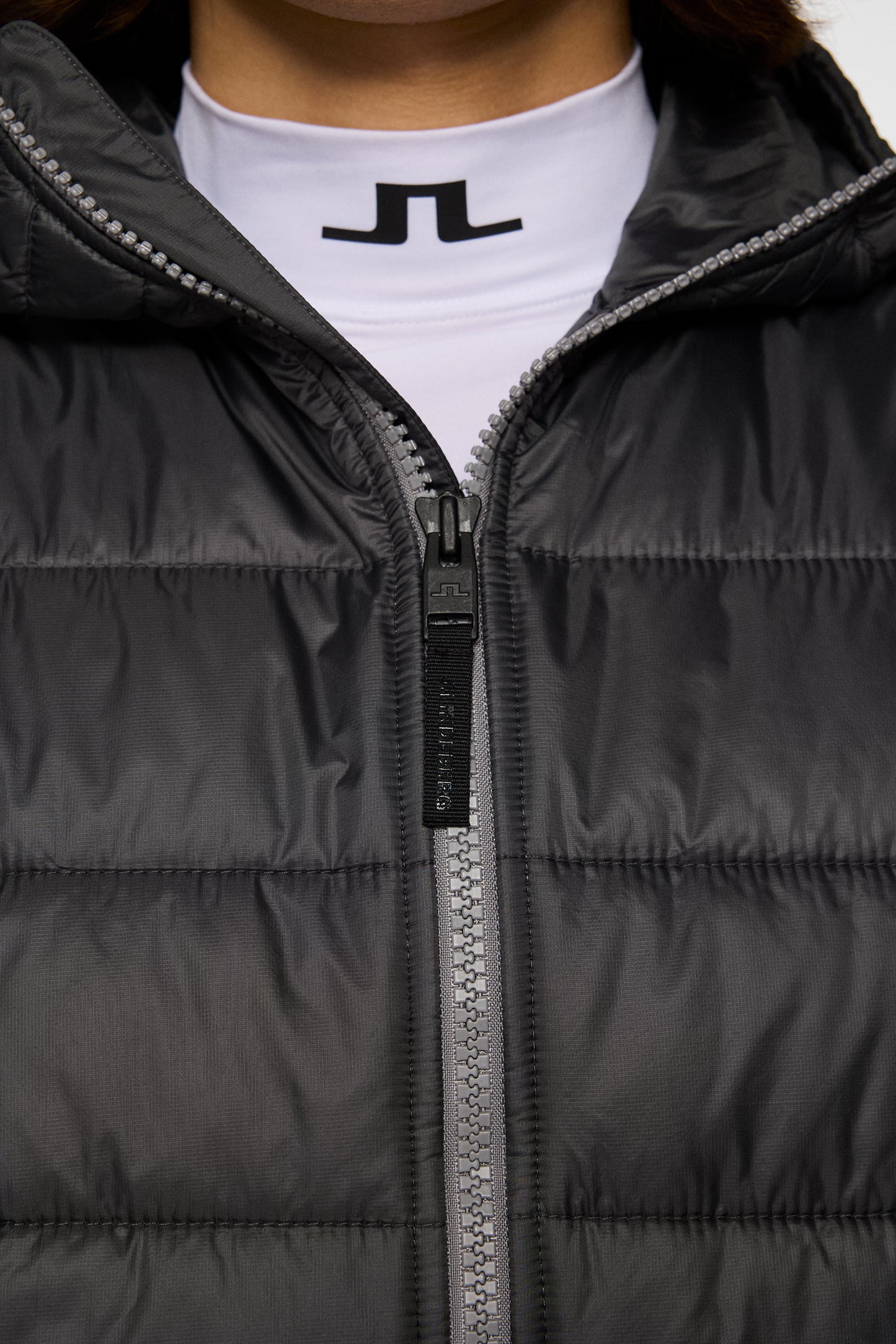 Seth Hybrid Zip Hood in Medium Grey Melange by J.Lindeberg