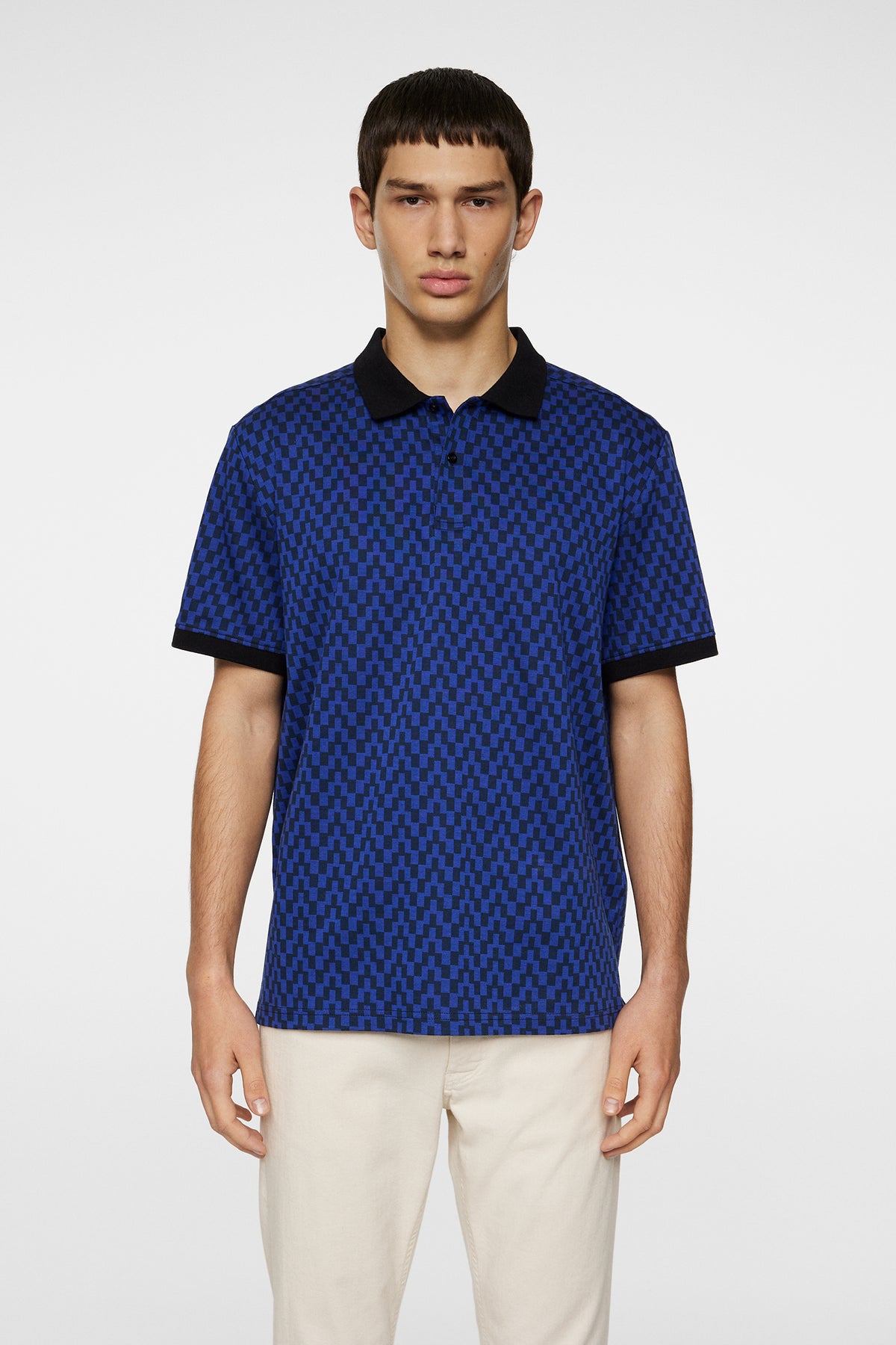 Devon Jacquard Polo in Bridge Stack Blue by J.Lindeberg
