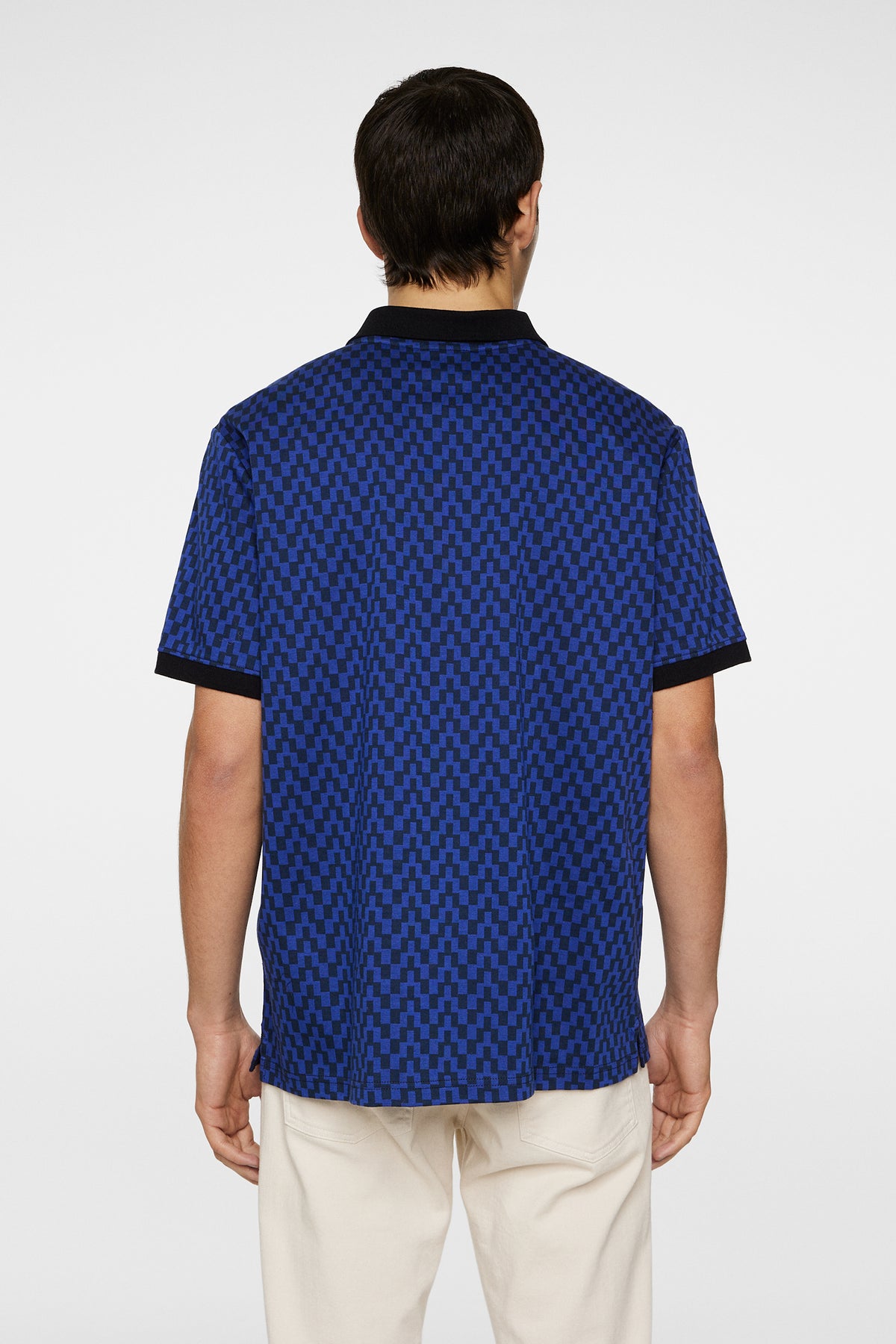 Devon Jacquard Polo in Bridge Stack Blue by J.Lindeberg