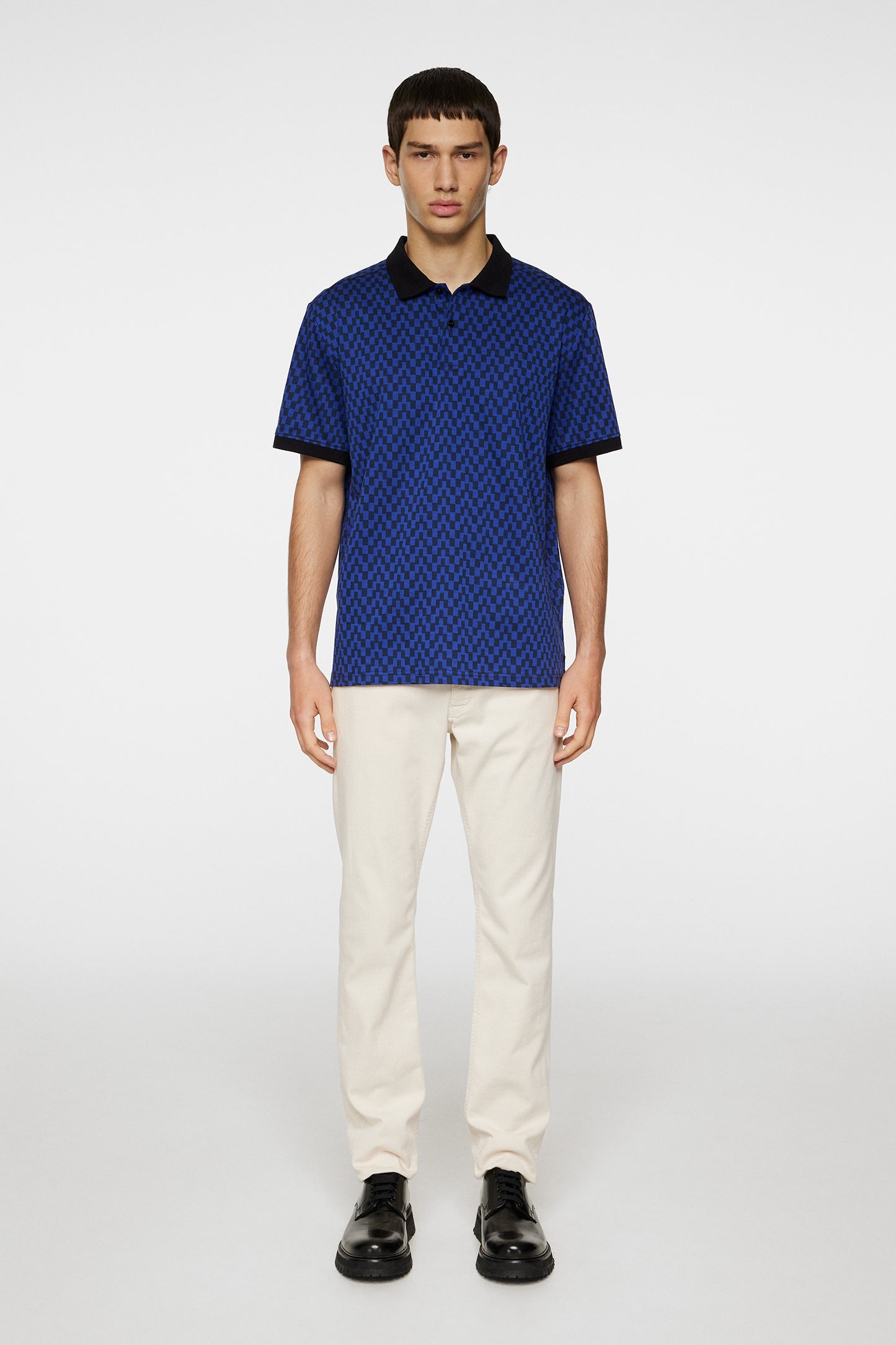 Devon Jacquard Polo in Bridge Stack Blue by J.Lindeberg