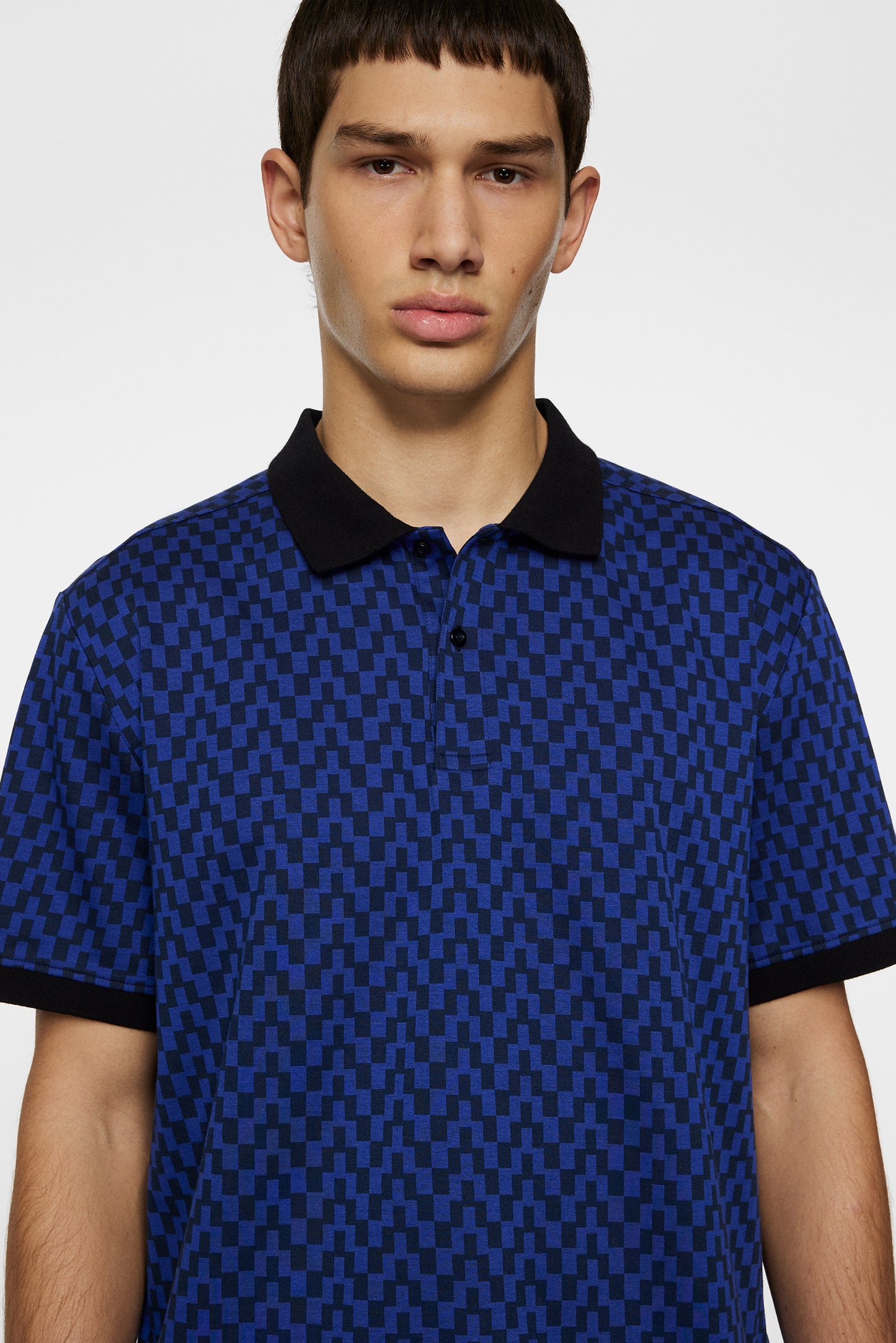 Devon Jacquard Polo in Bridge Stack Blue by J.Lindeberg