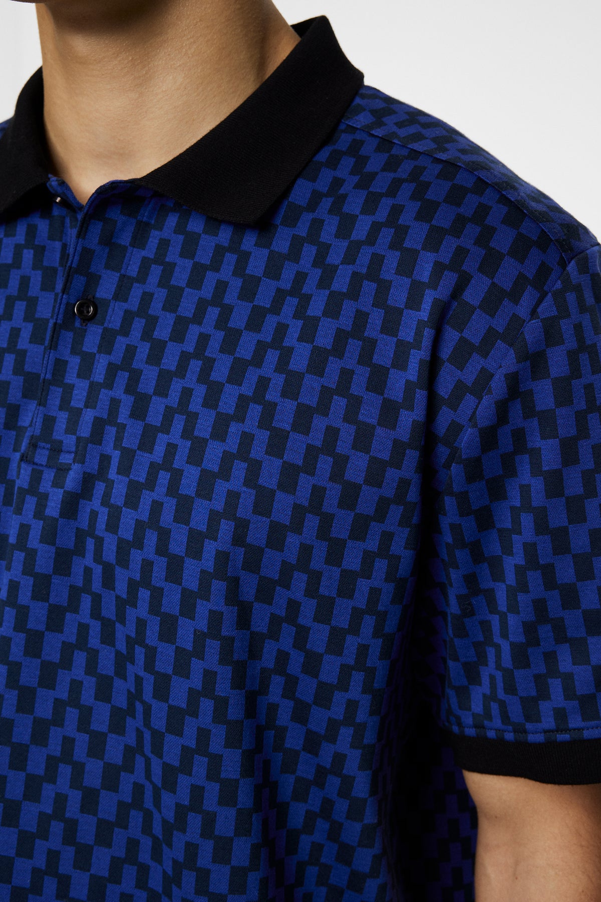 Devon Jacquard Polo in Bridge Stack Blue by J.Lindeberg
