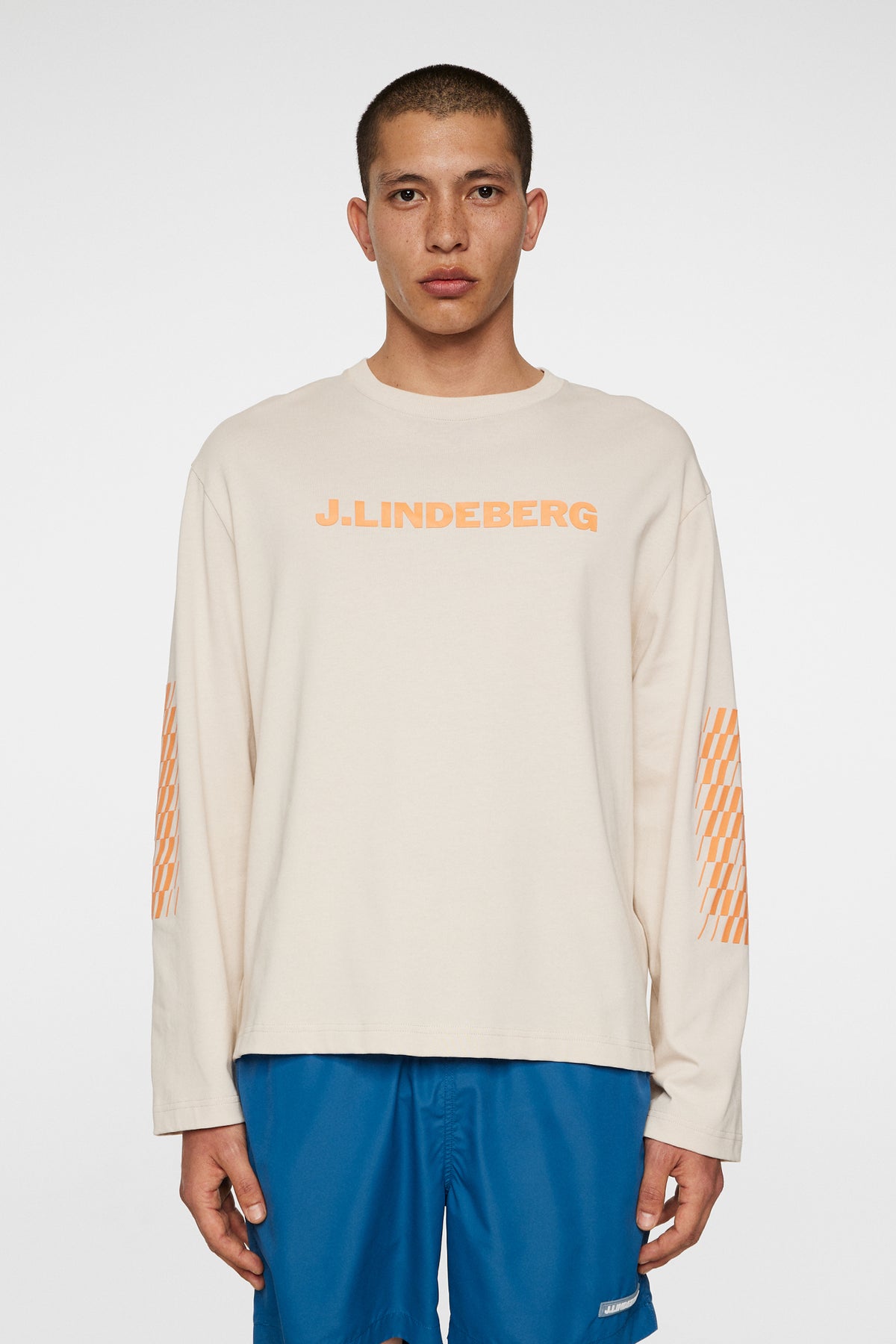 Walsh LS Print T-shirt in Moonbeam by J.Lindeberg
