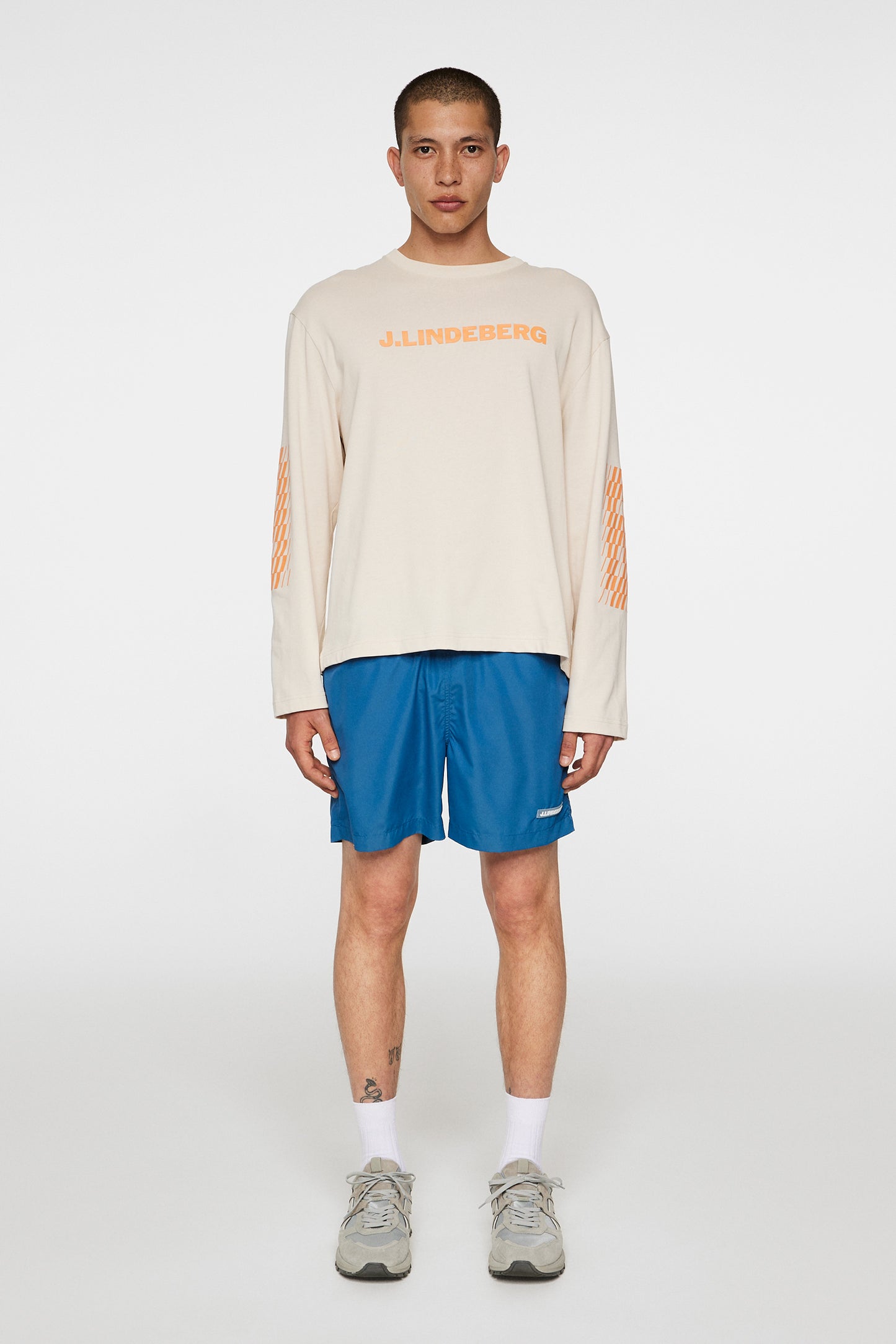 Walsh LS Print T-shirt in Moonbeam by J.Lindeberg
