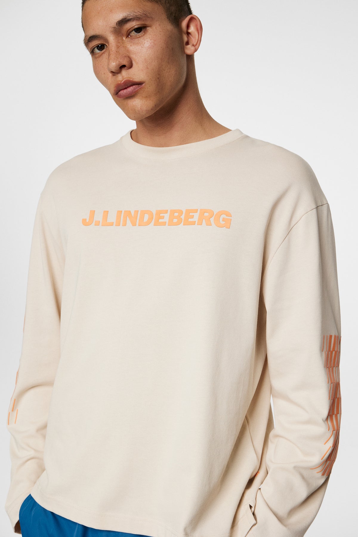 Walsh LS Print T-shirt in Moonbeam by J.Lindeberg