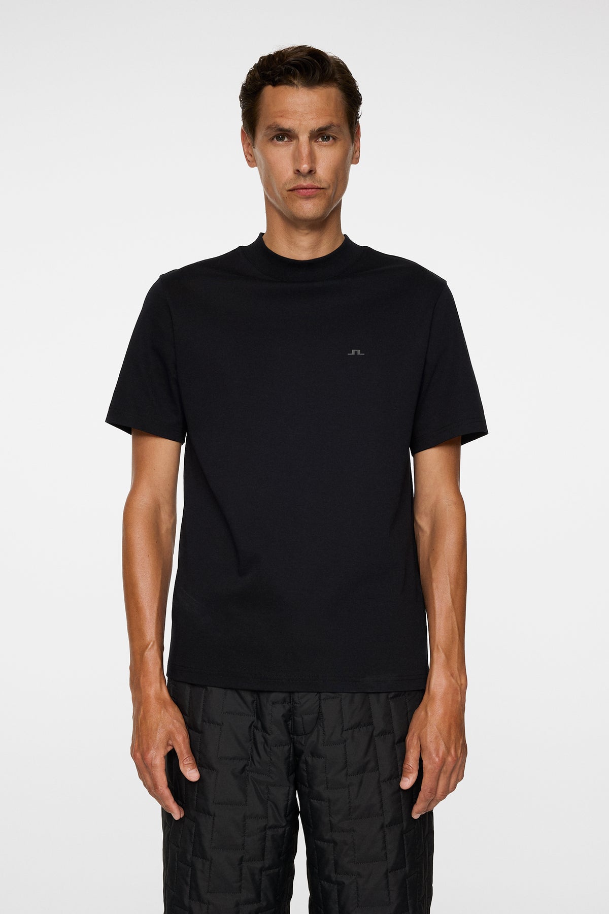 Ace Mock Neck T-Shirt in Black by J.Lindeberg