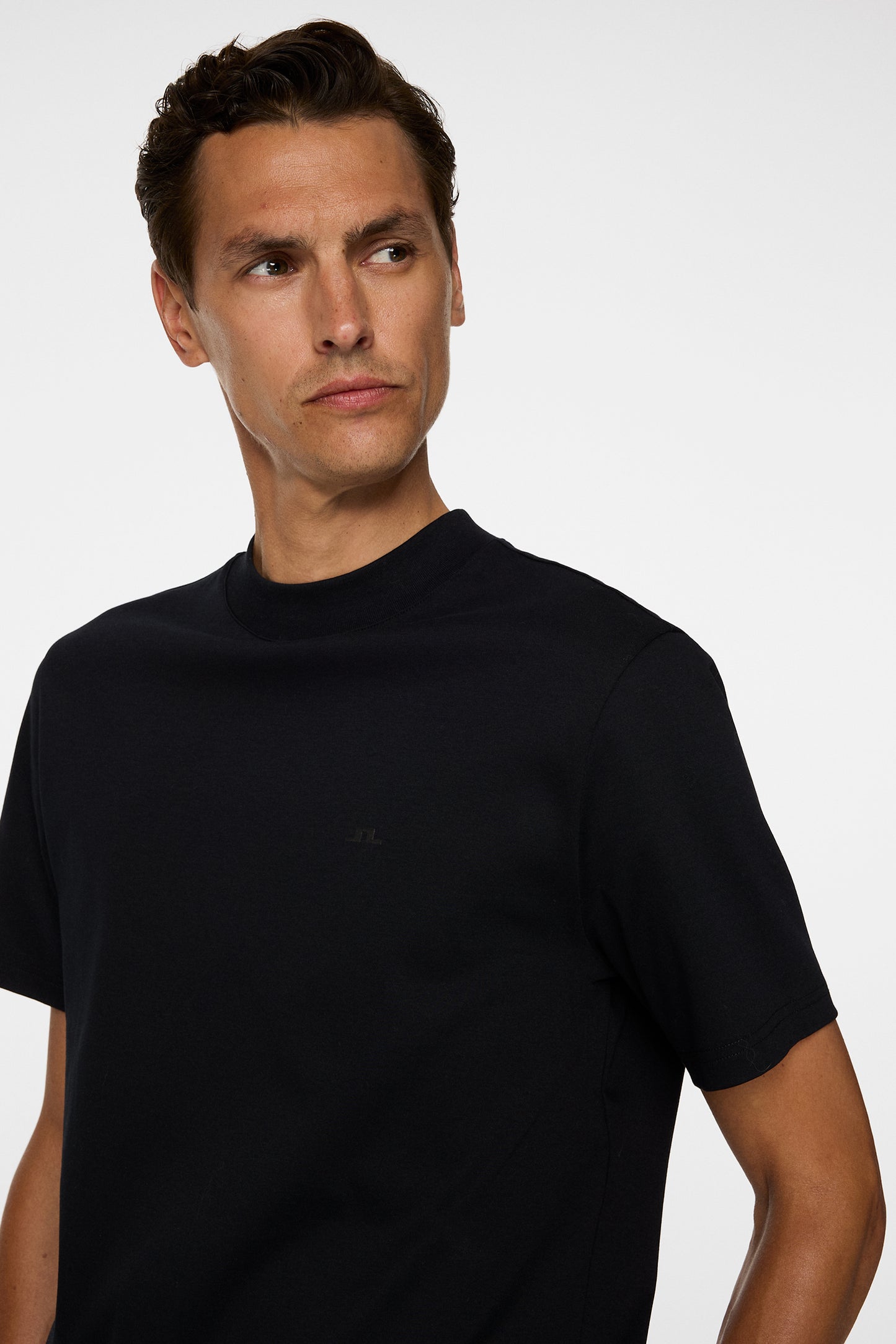 Ace Mock Neck T-Shirt in Black by J.Lindeberg