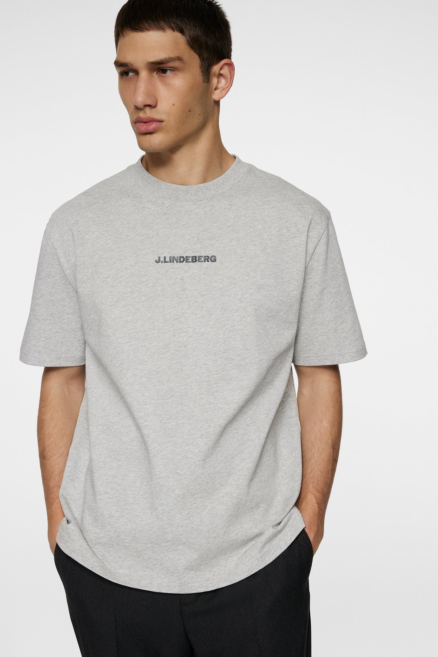 Hale Heavy Logo T-shirt in Light Grey Melange by J.Lindeberg