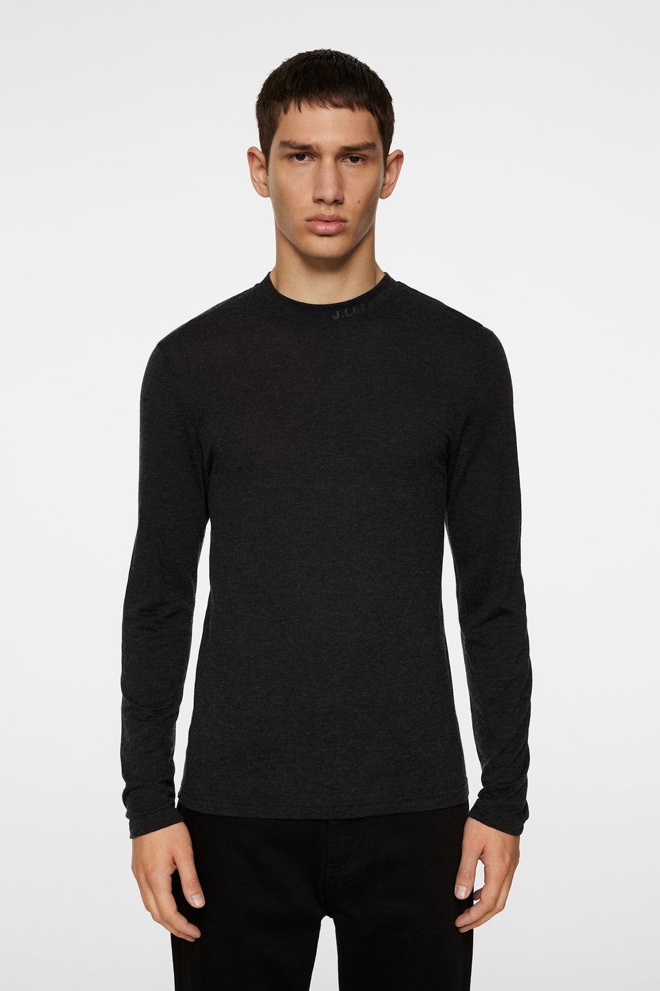 Arnie Mock Neck Longsleeve / Dark Grey Melange
