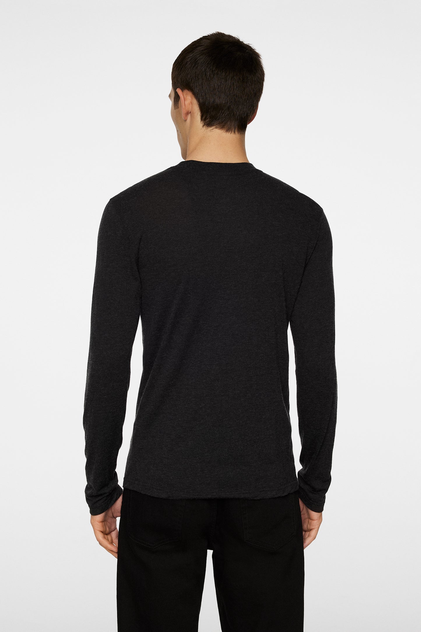 Arnie Mock Neck Longsleeve in Dark Grey Melange by J.Lindeberg