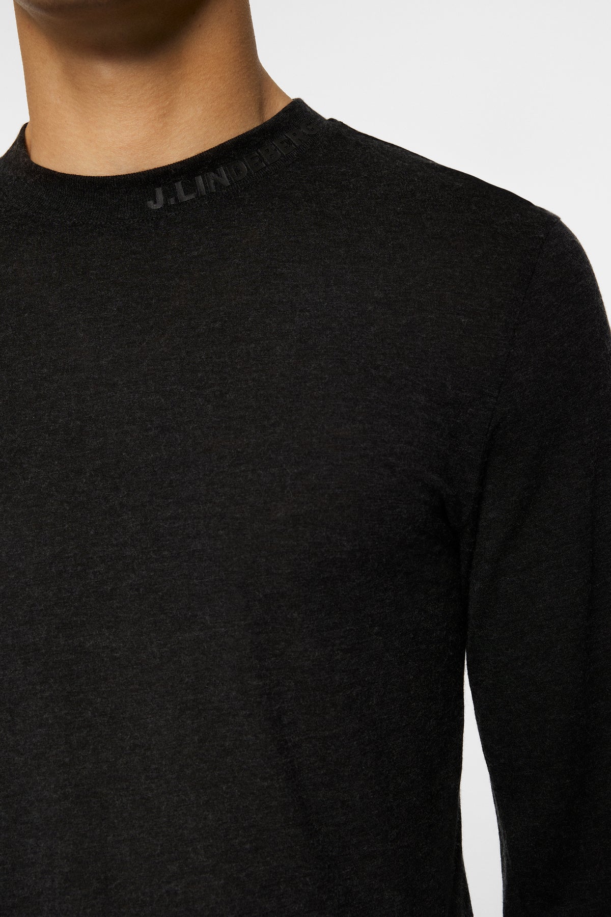 Arnie Mock Neck Longsleeve in Dark Grey Melange by J.Lindeberg