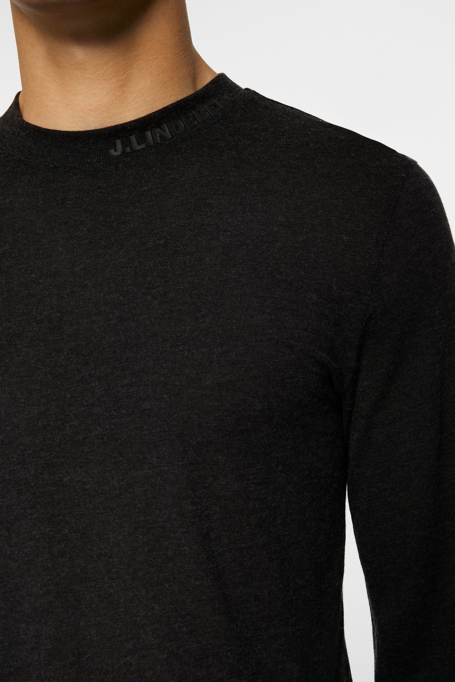 Arnie Mock Neck Longsleeve in Dark Grey Melange by J.Lindeberg