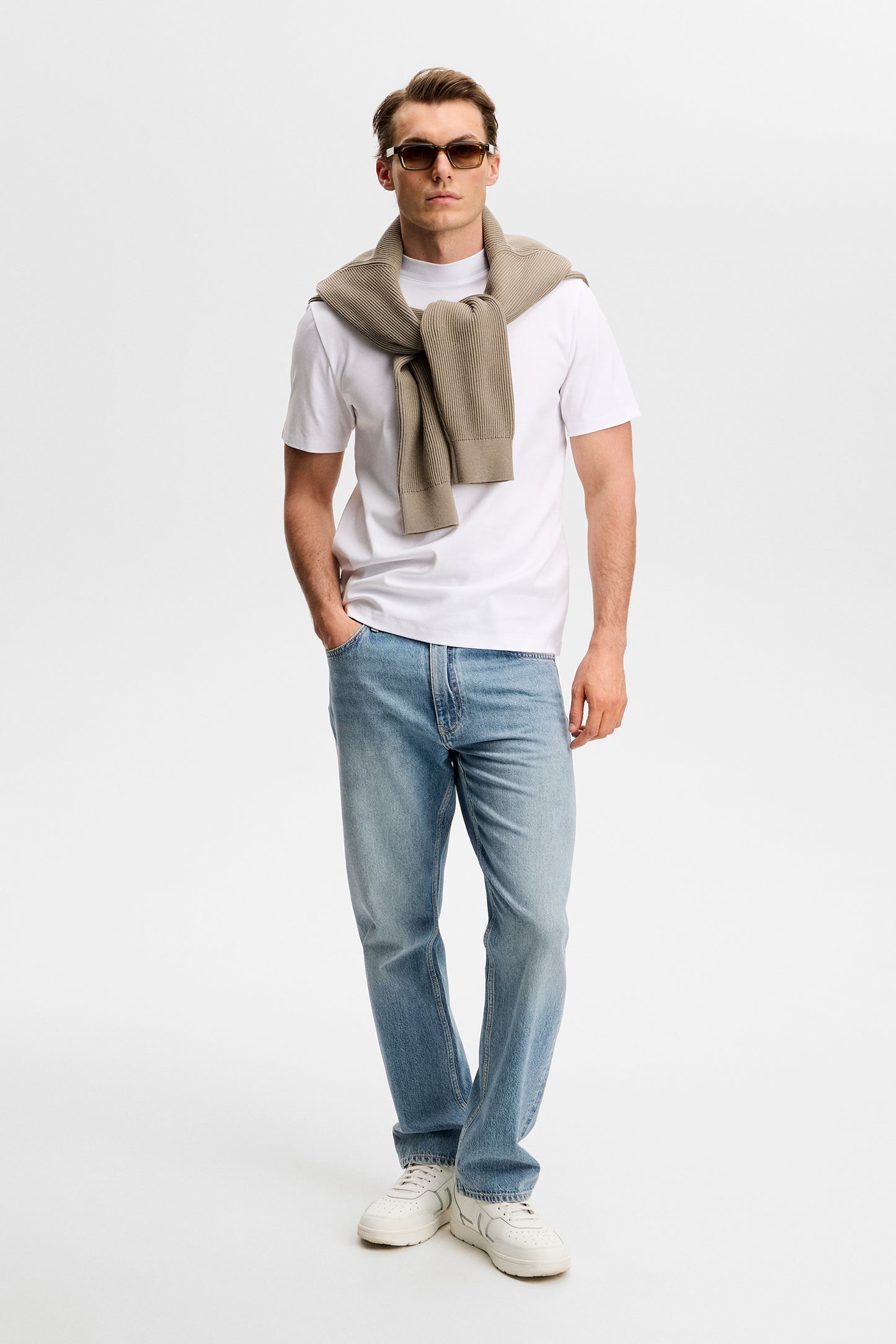 Ace Mock Neck T-Shirt in White by J.Lindeberg