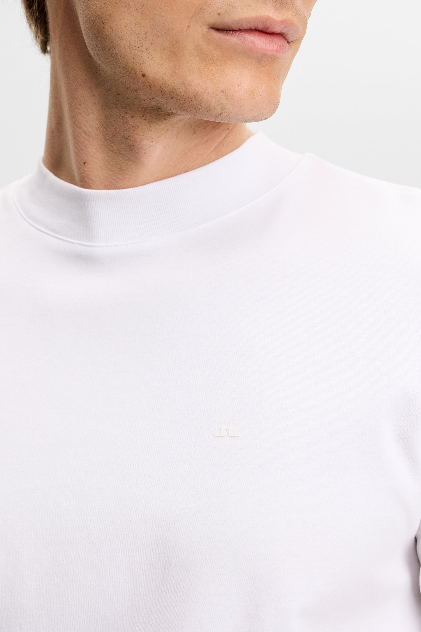 Ace Mock Neck T-Shirt in White by J.Lindeberg