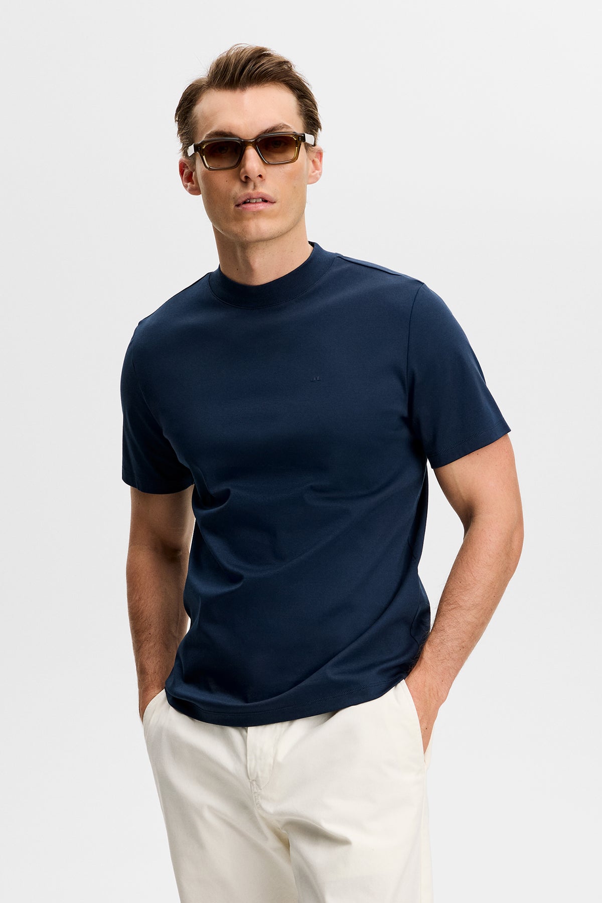 Ace Mock Neck T-Shirt in JL Navy by J.Lindeberg