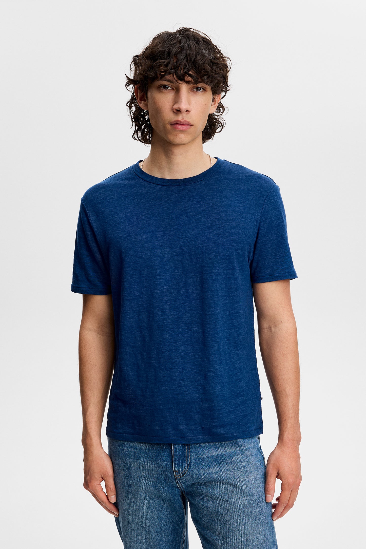 Coma Linen Tee in Estate Blue by J.Lindeberg