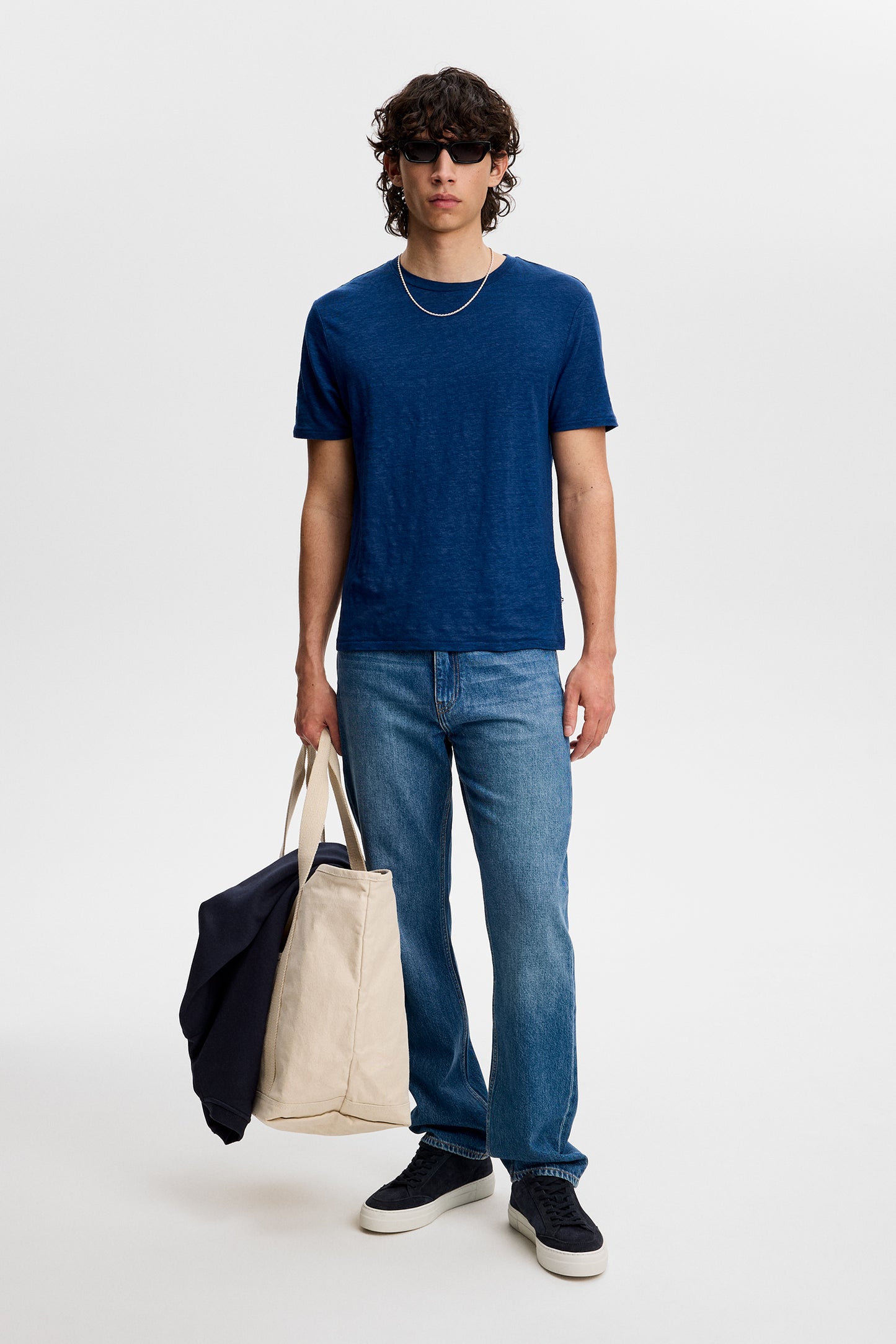 Coma Linen Tee in Estate Blue by J.Lindeberg